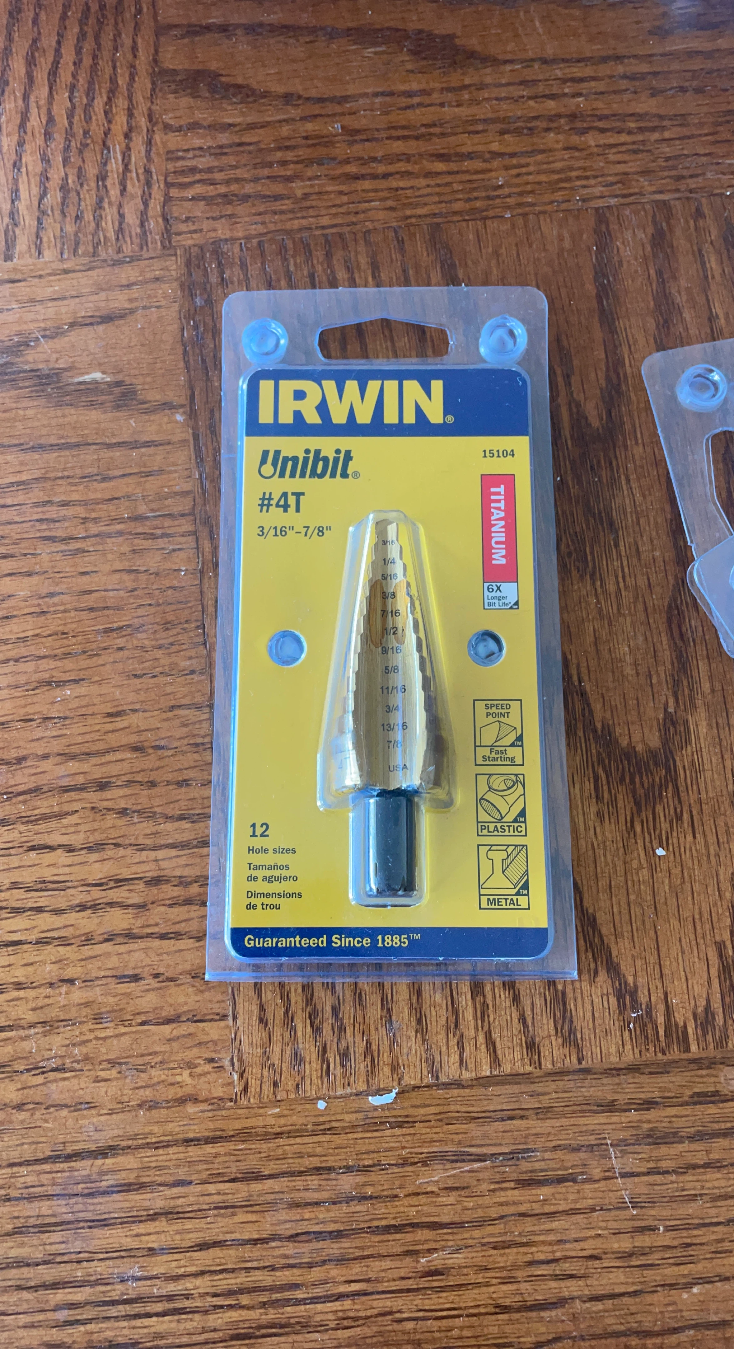 IRWIN Unibit #4T Step Drill Bit 3/16"-7/8"