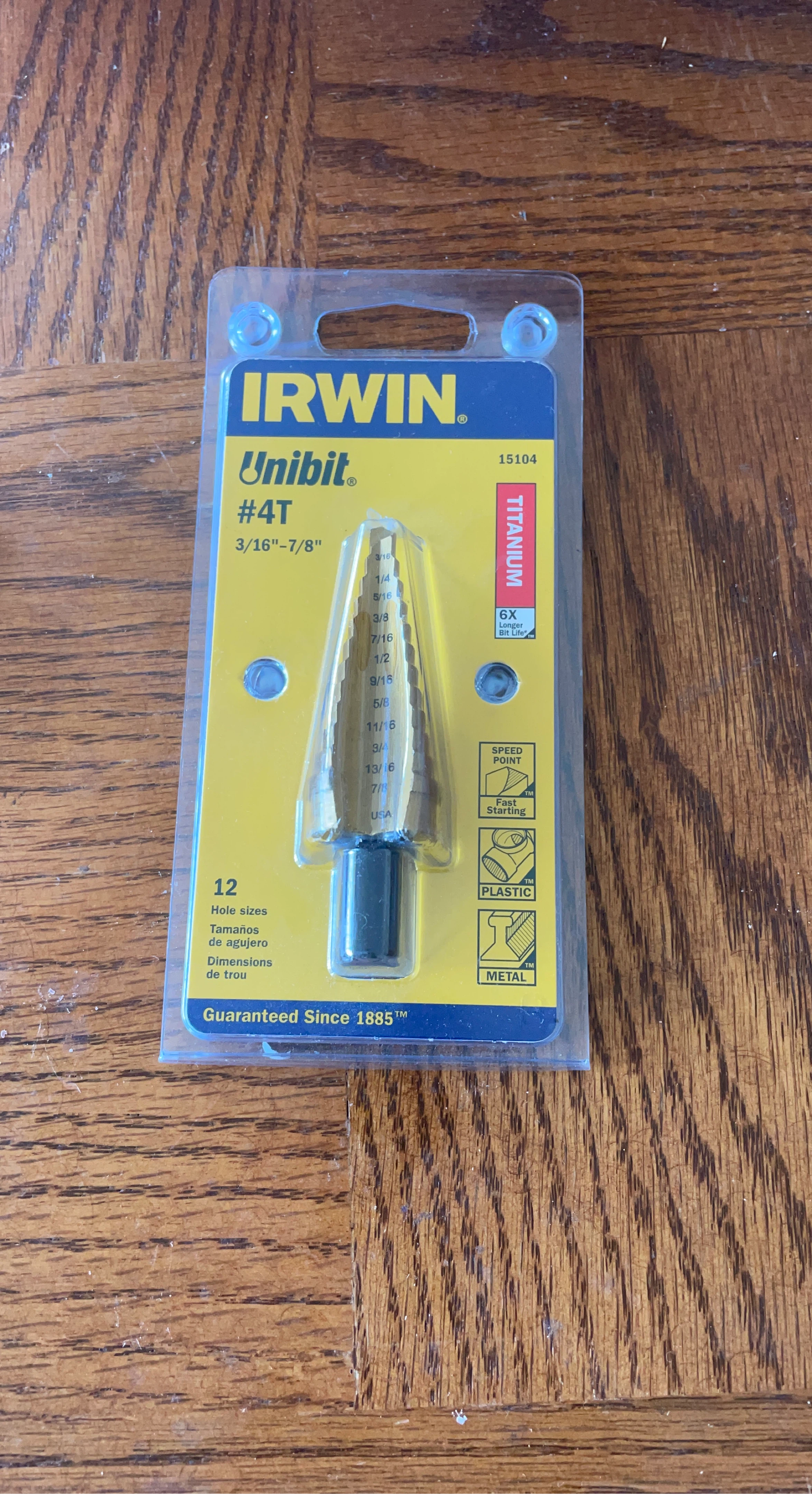 IRWIN Unibit #4T Step Drill Bit 3/16"-7/8"