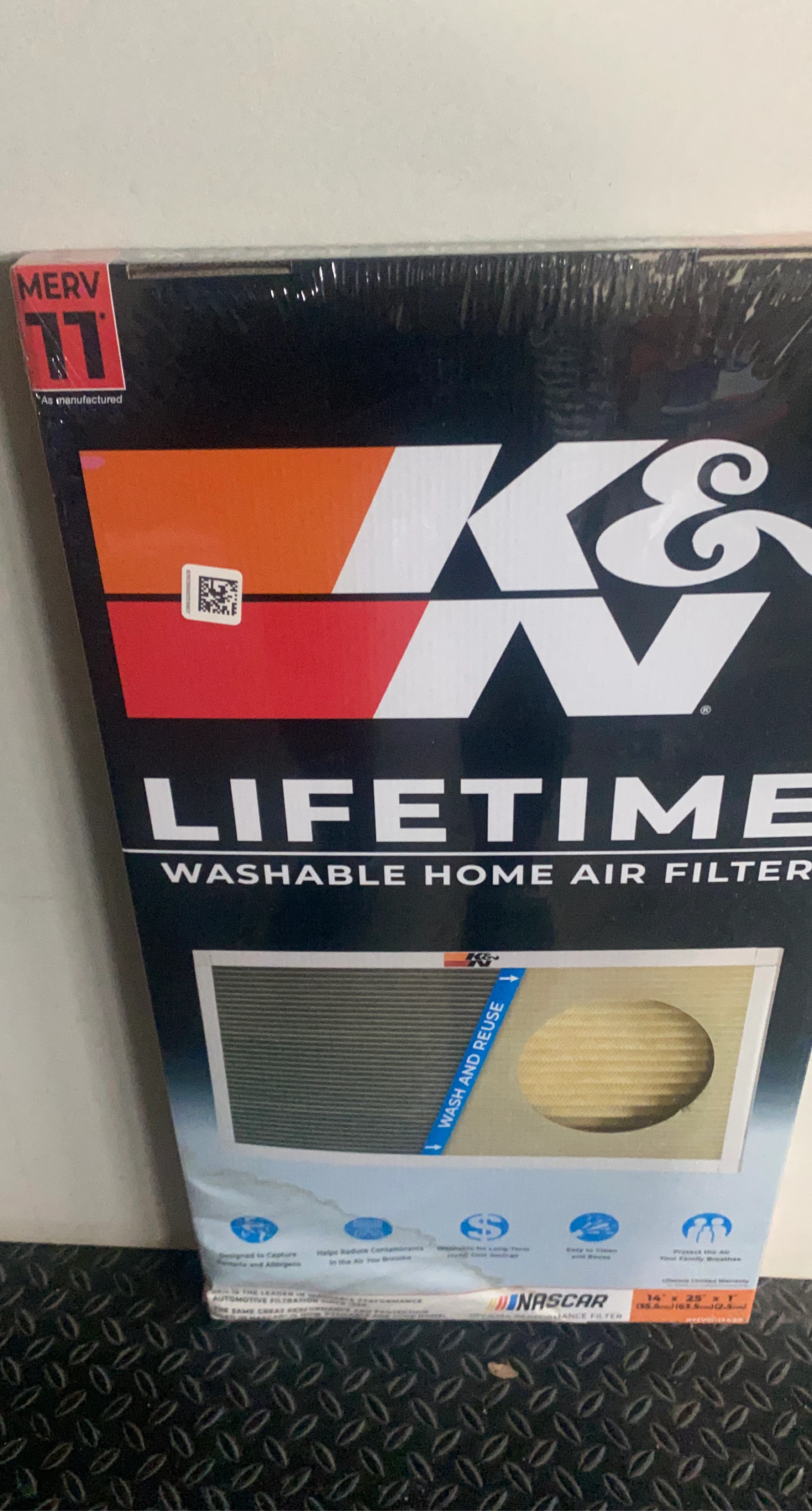 K&N Lifetime Washable Home Air Filter 14" x 25" x 1"