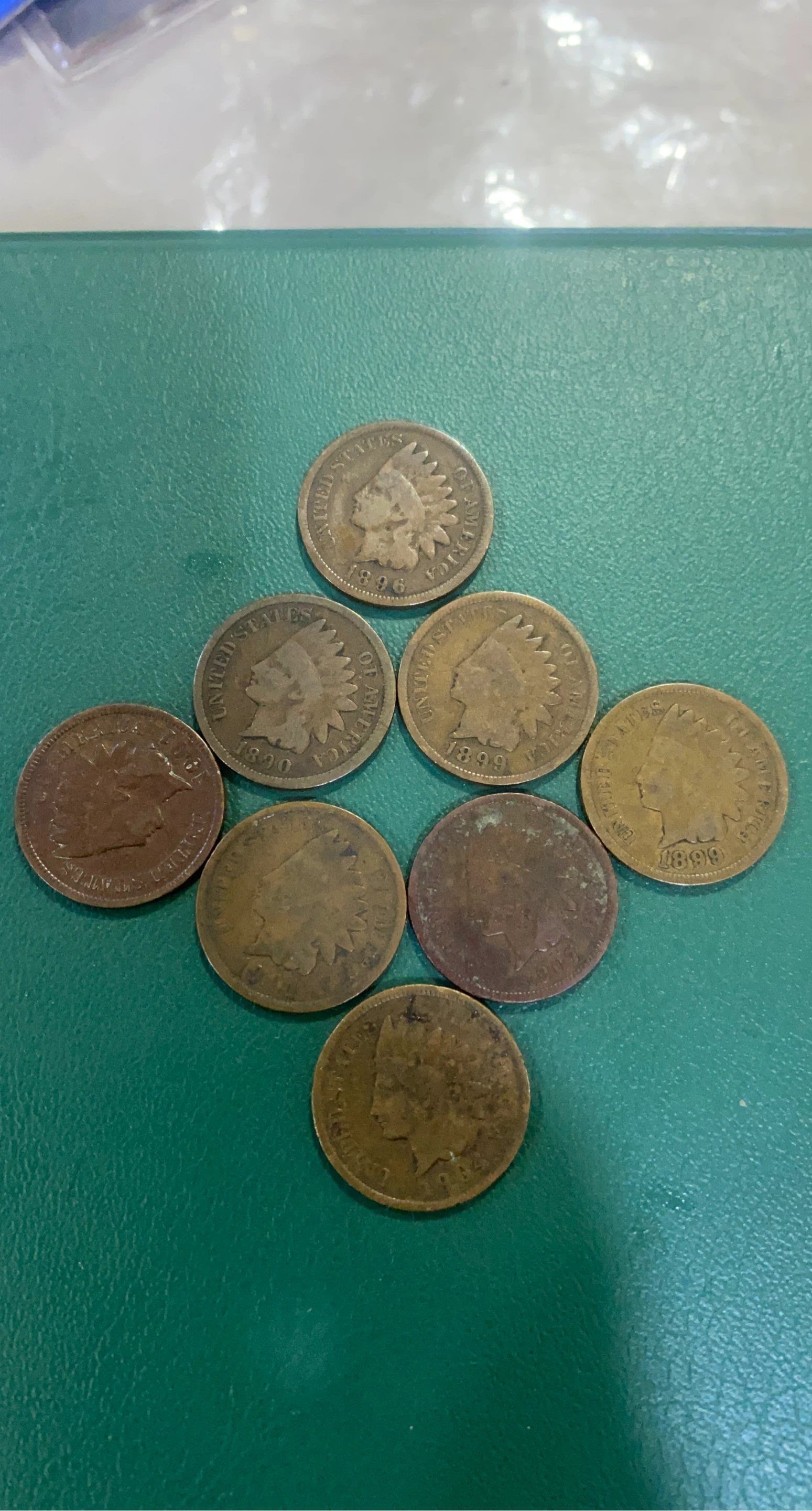 Collection of 8 Indian Head Pennies (1890-1904)