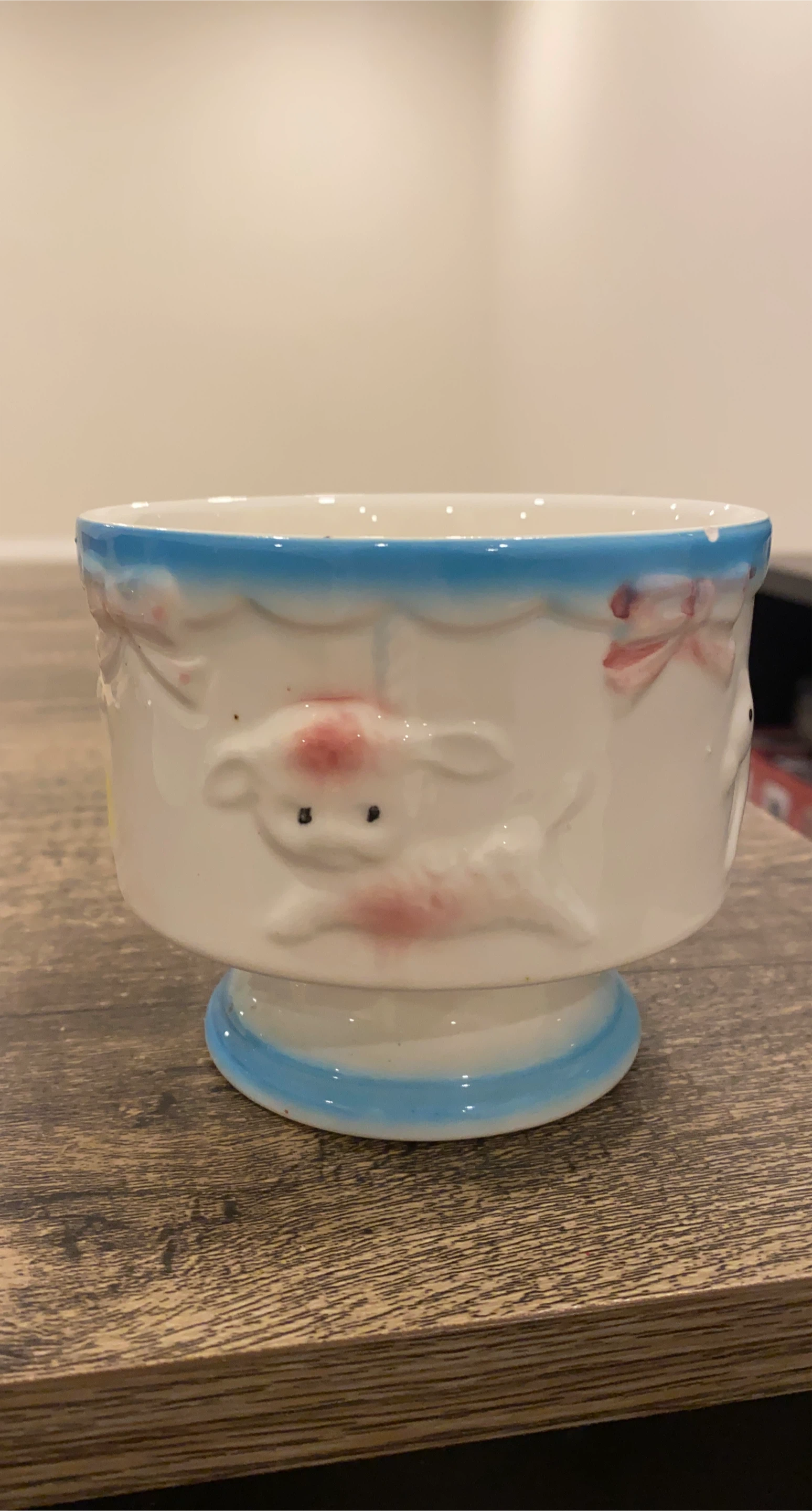 Vintage Ceramic Dish with Carrousel for Nursery