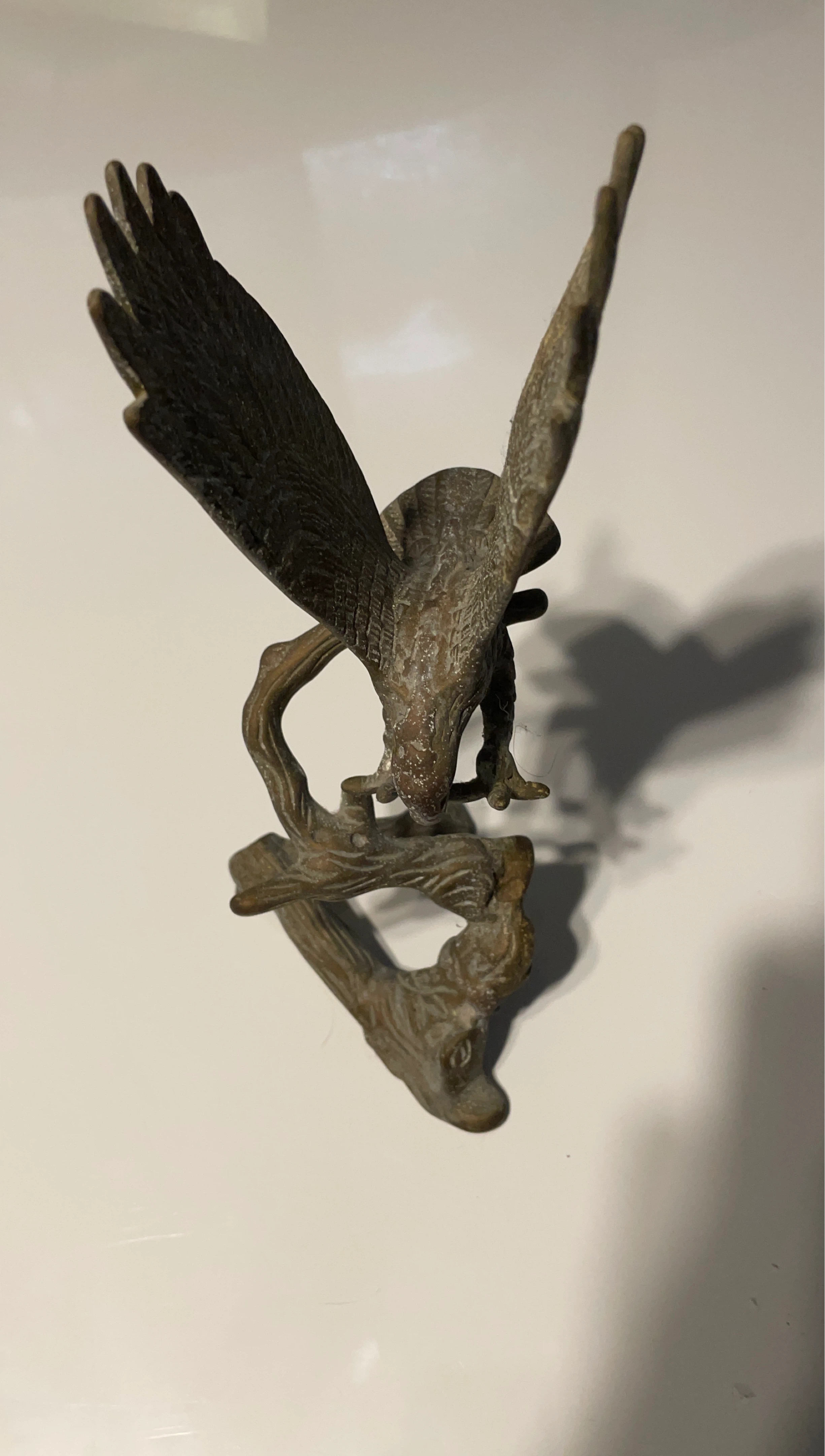 Bronze Eagle on Branch Figurine