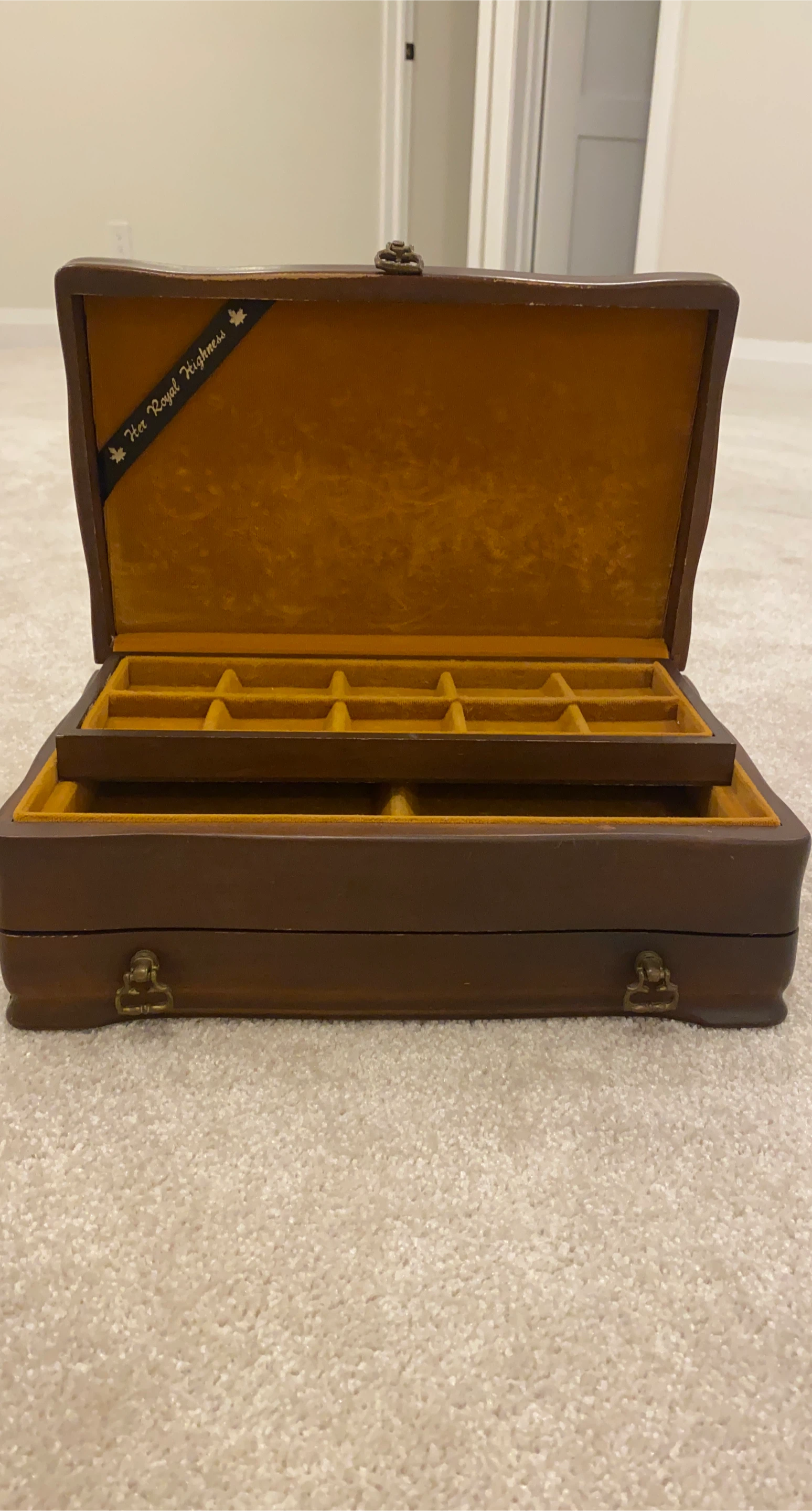 Vintage Wooden Her Royal Highness Jewelry Box