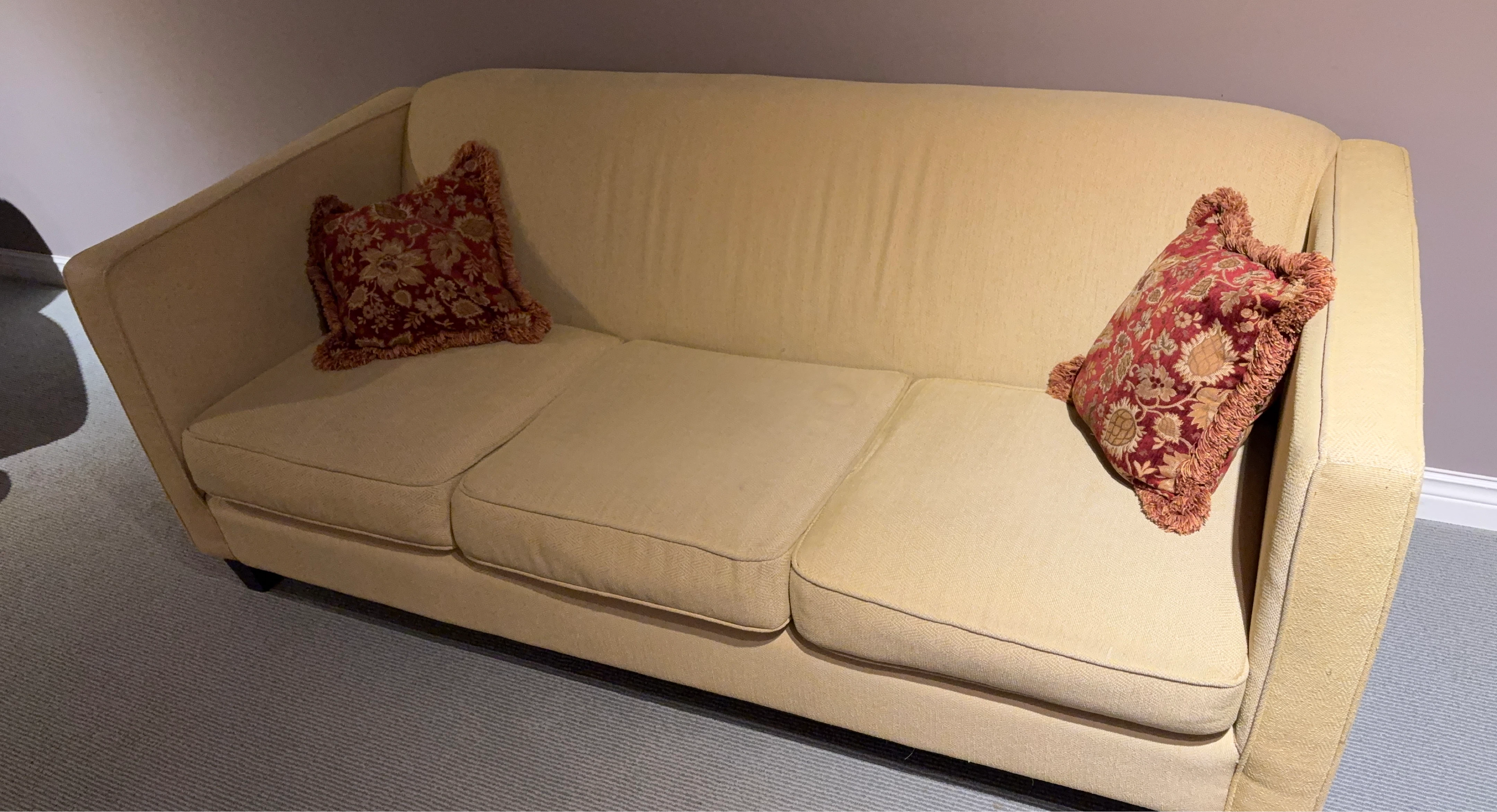 Yellow Sofa with Decorative Pillows