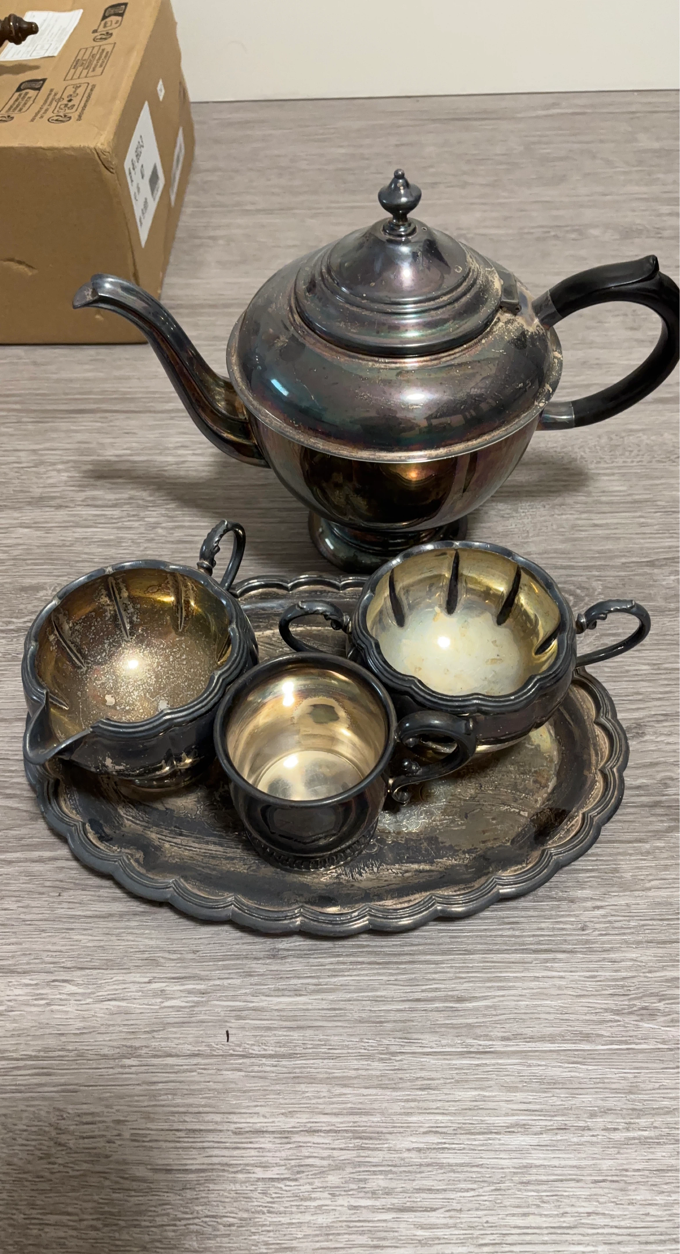 Silver Plated Tea Set with Tray