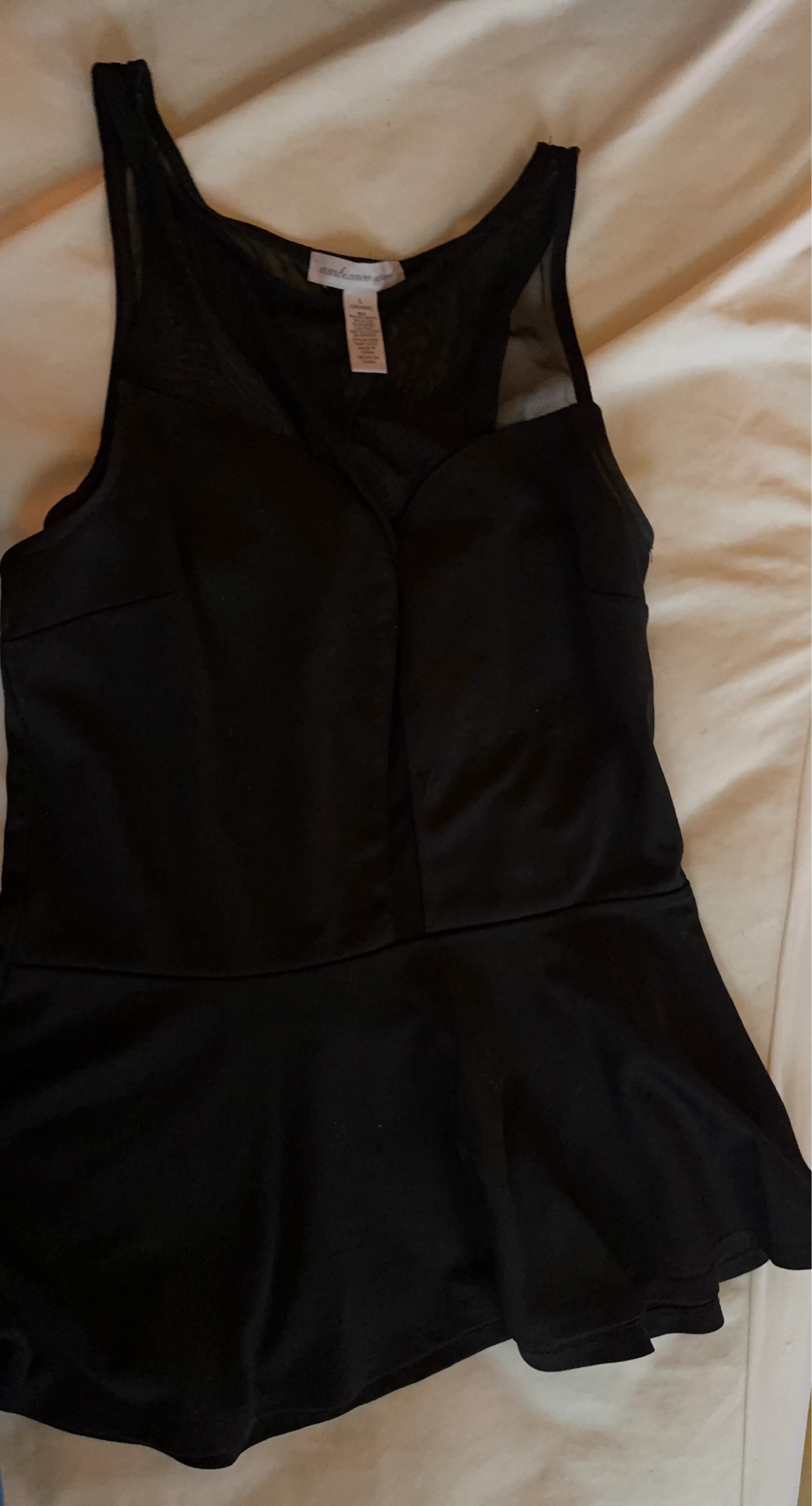 Ambiance Girl Black Mesh Peplum Top