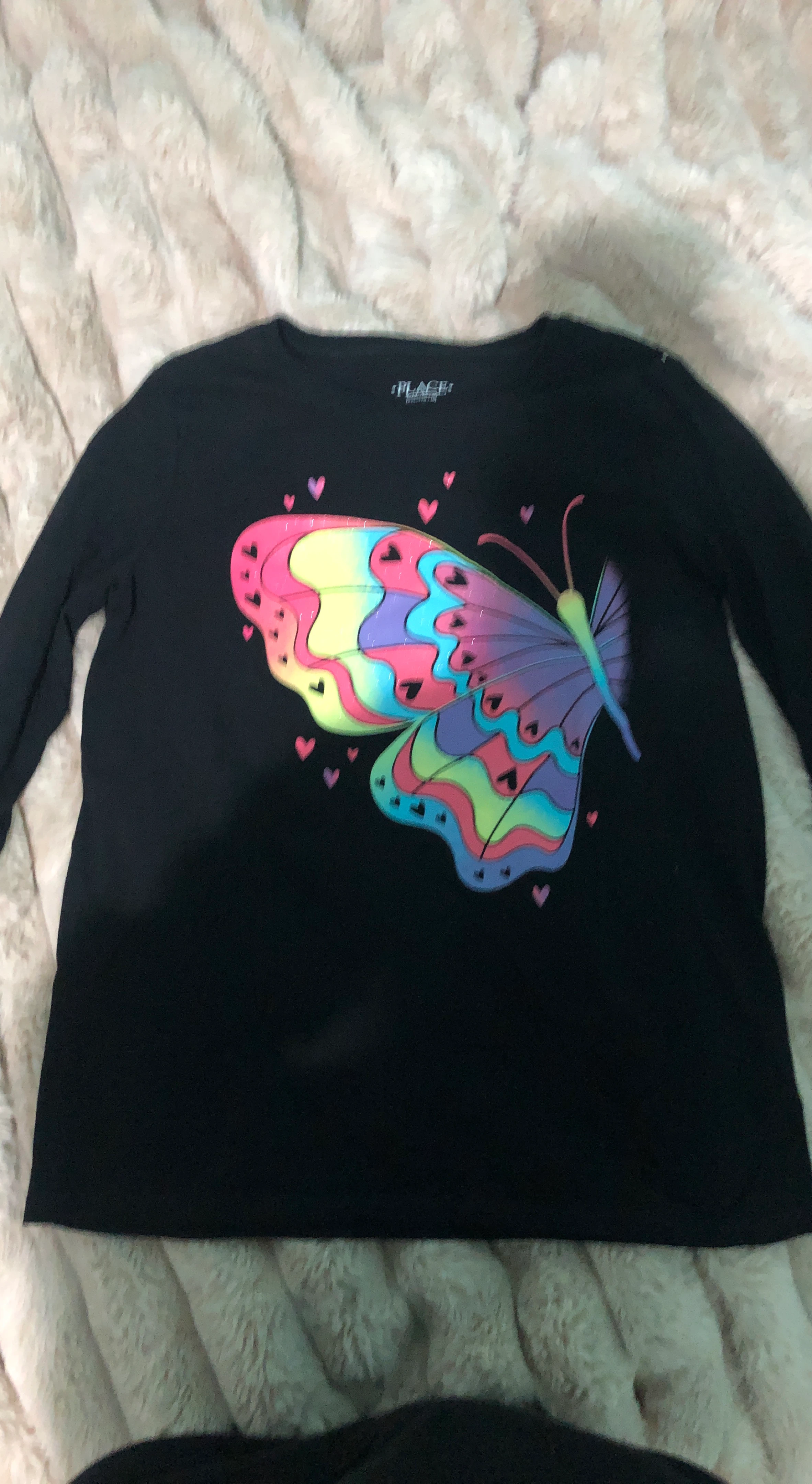 The Children's Place Black Butterfly Long Sleeve Shirt XXL/18