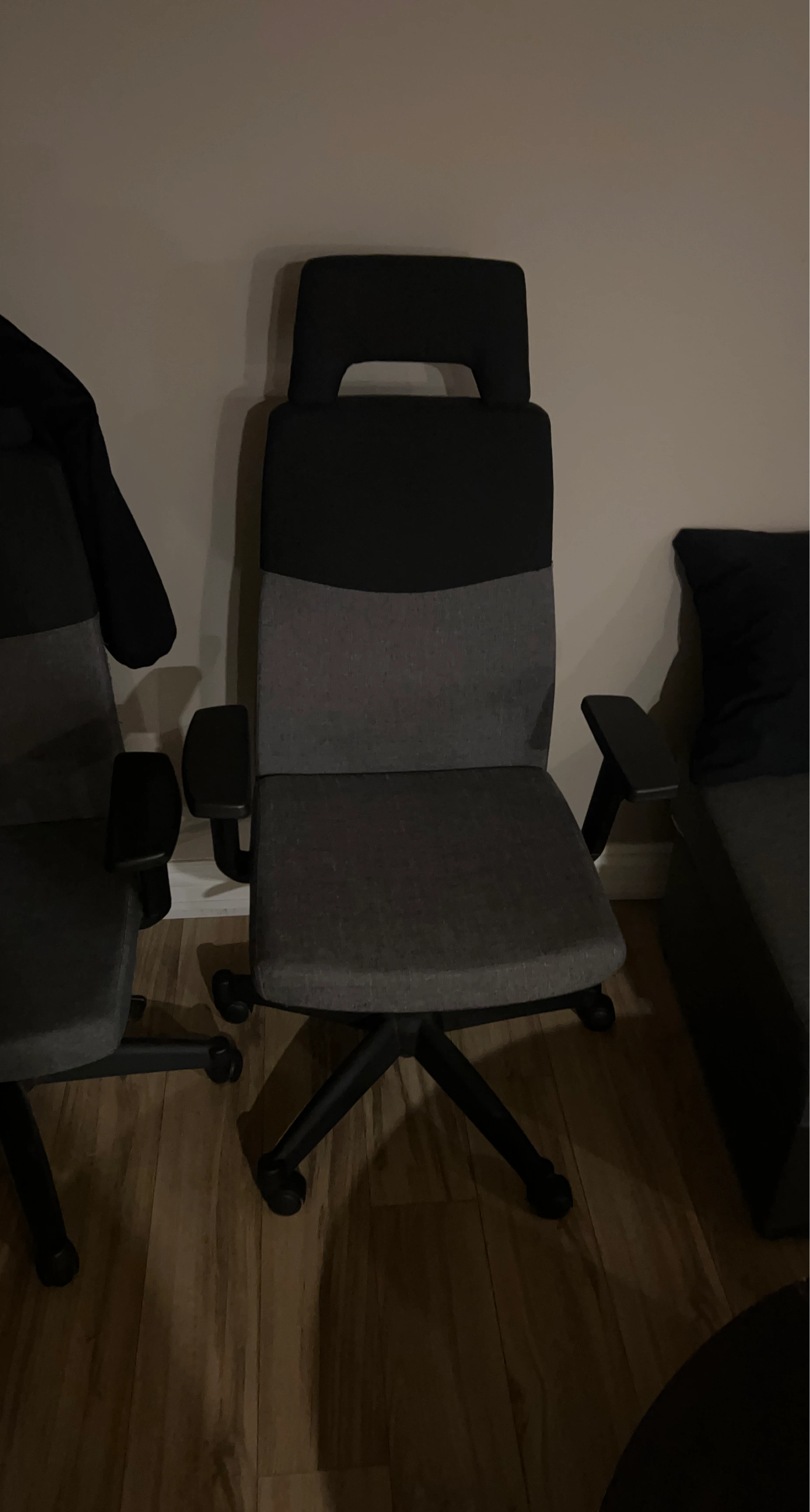Grey and Black Office Chair with Headrest