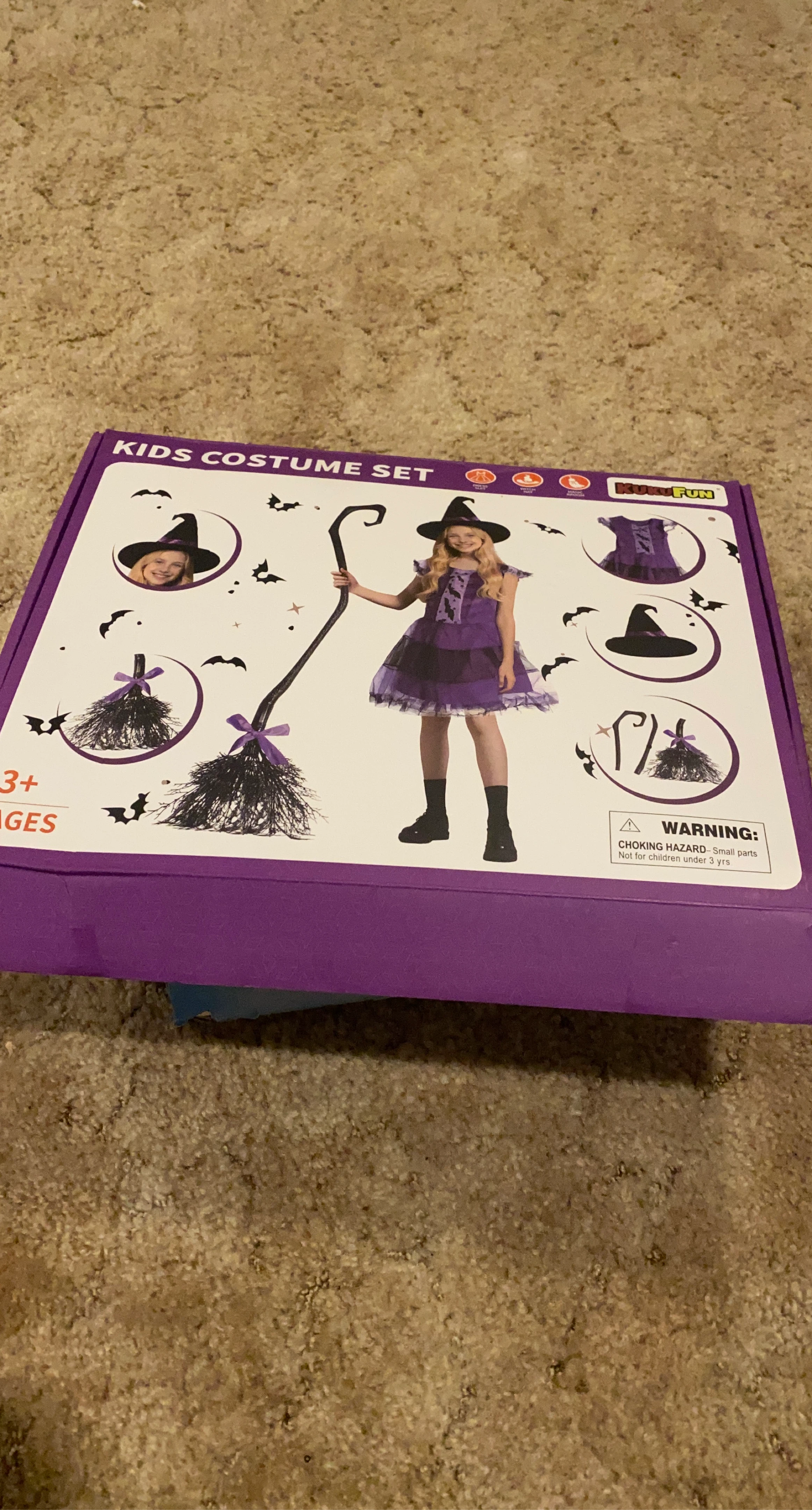 Kids Witch Costume Set with Broom and Hat