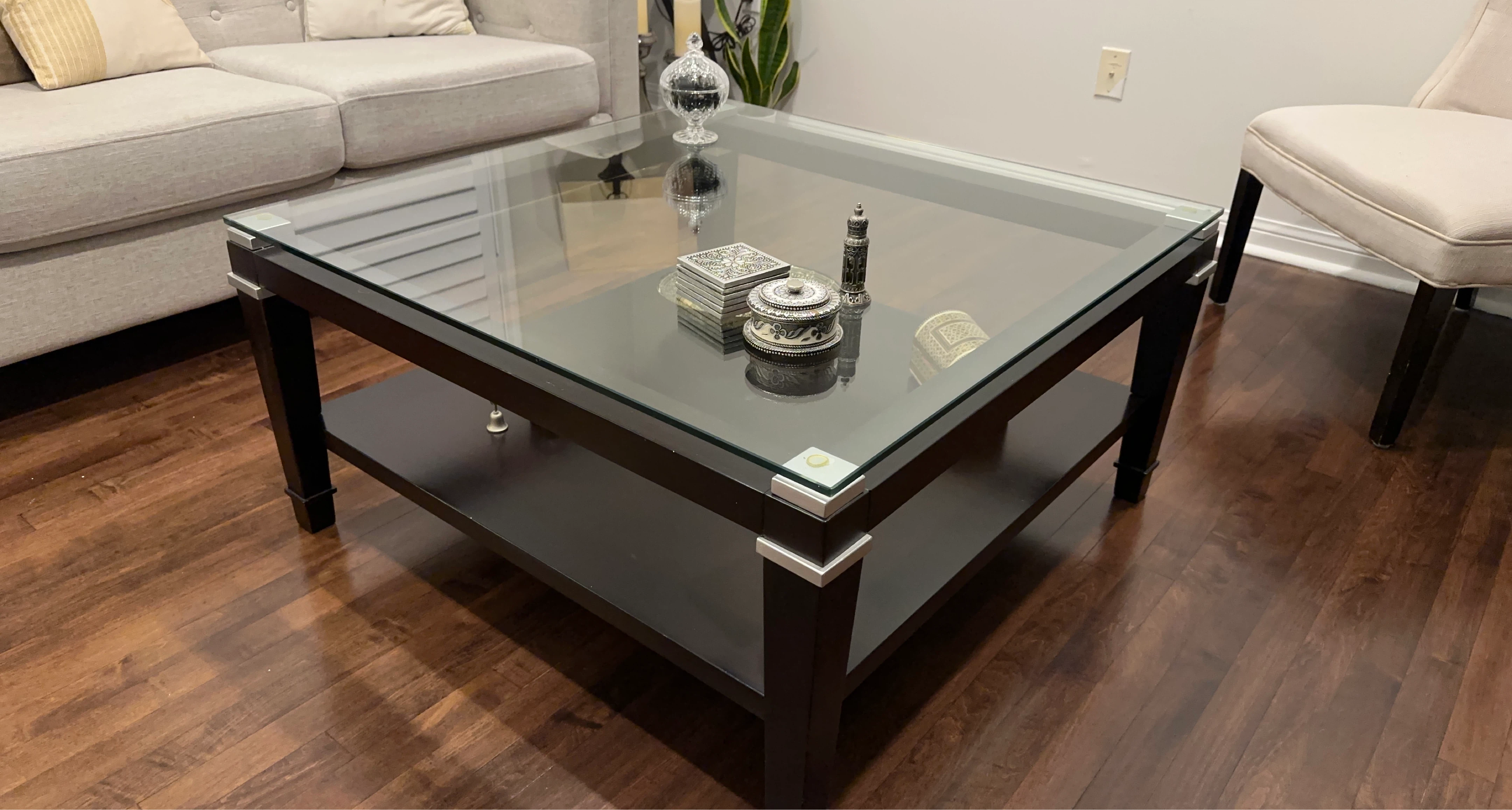 Glass Top Coffee Table with Shelf