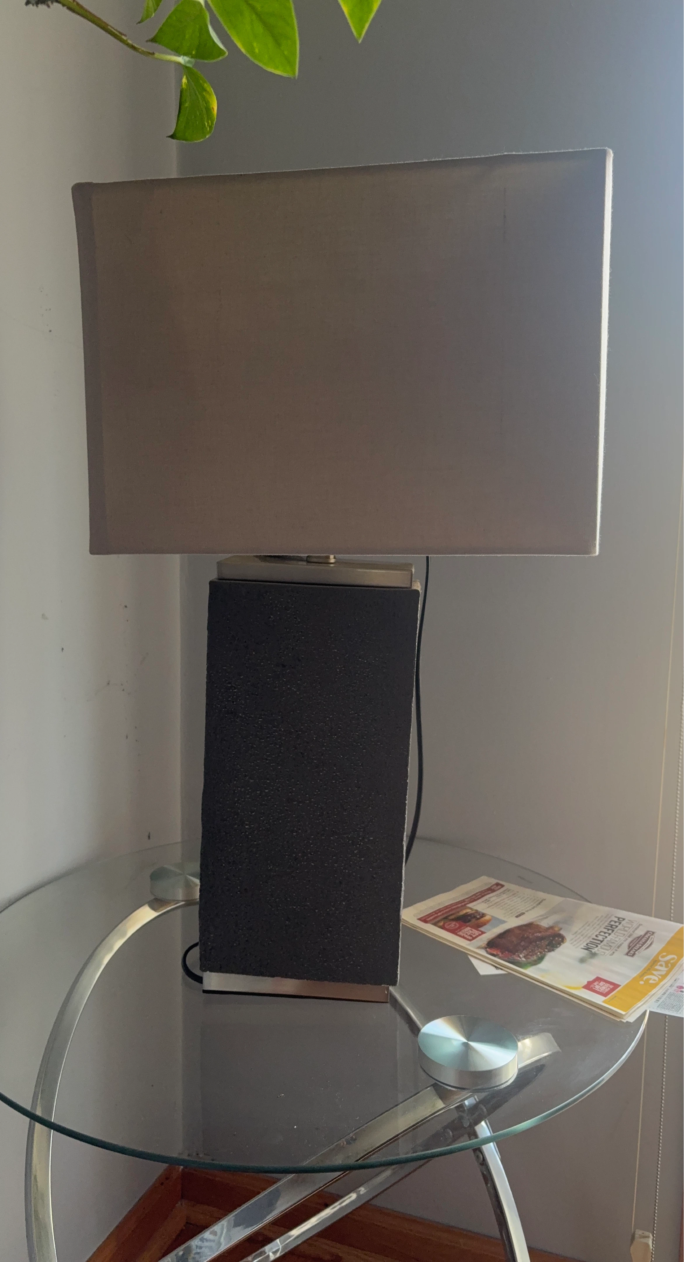 Rectangular Table Lamp with Textured Base