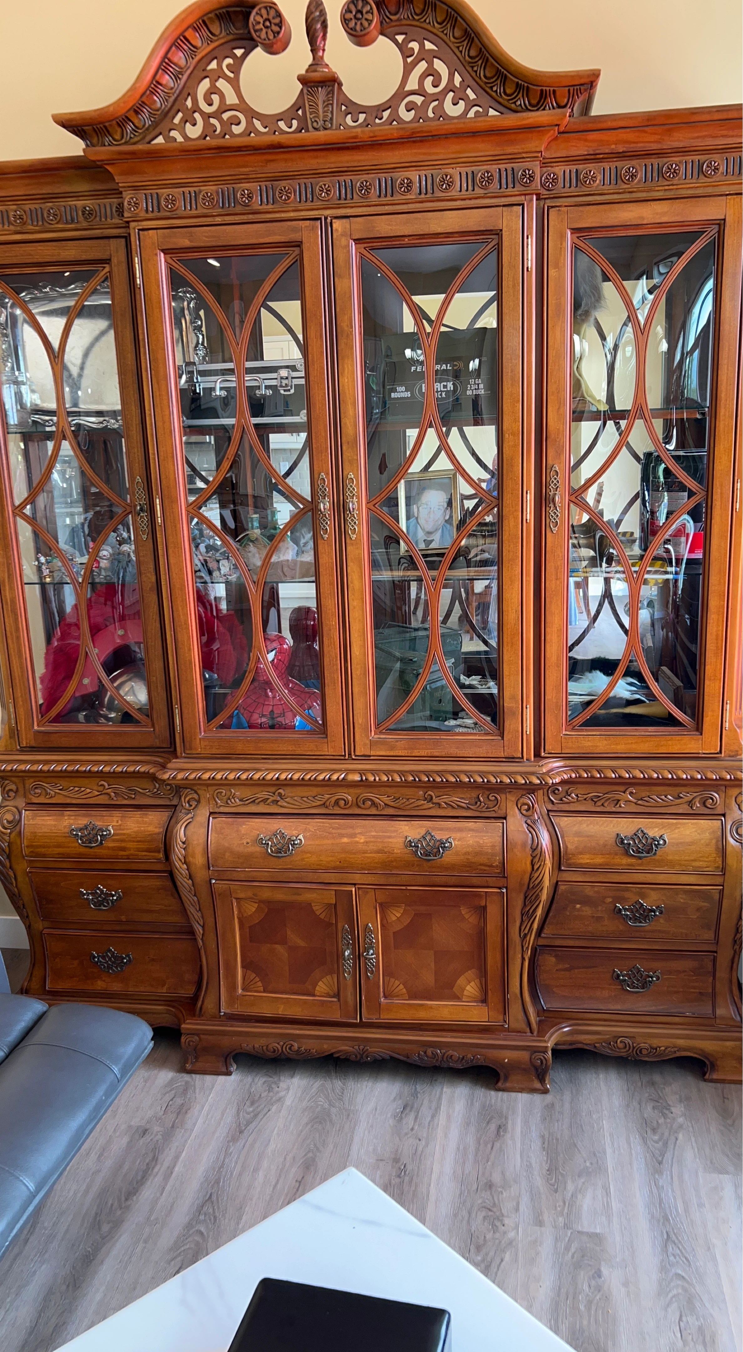 Wooden China Cabinet with Glass Doors