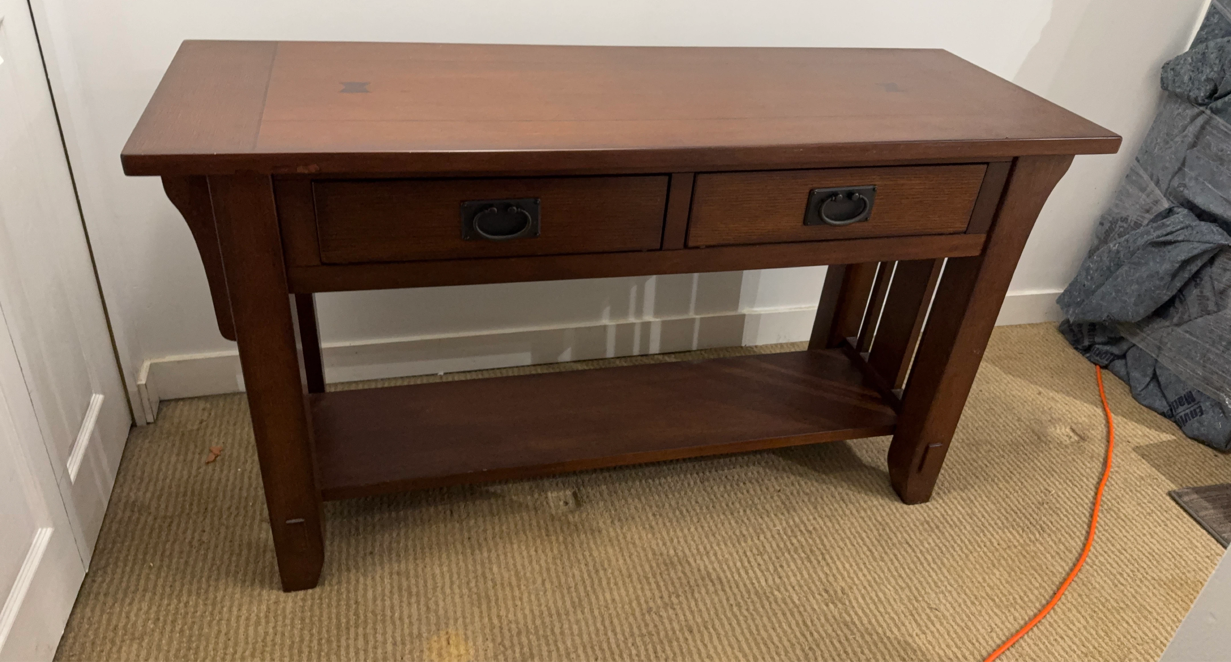 Wooden Console Table with Drawers and Shelf
