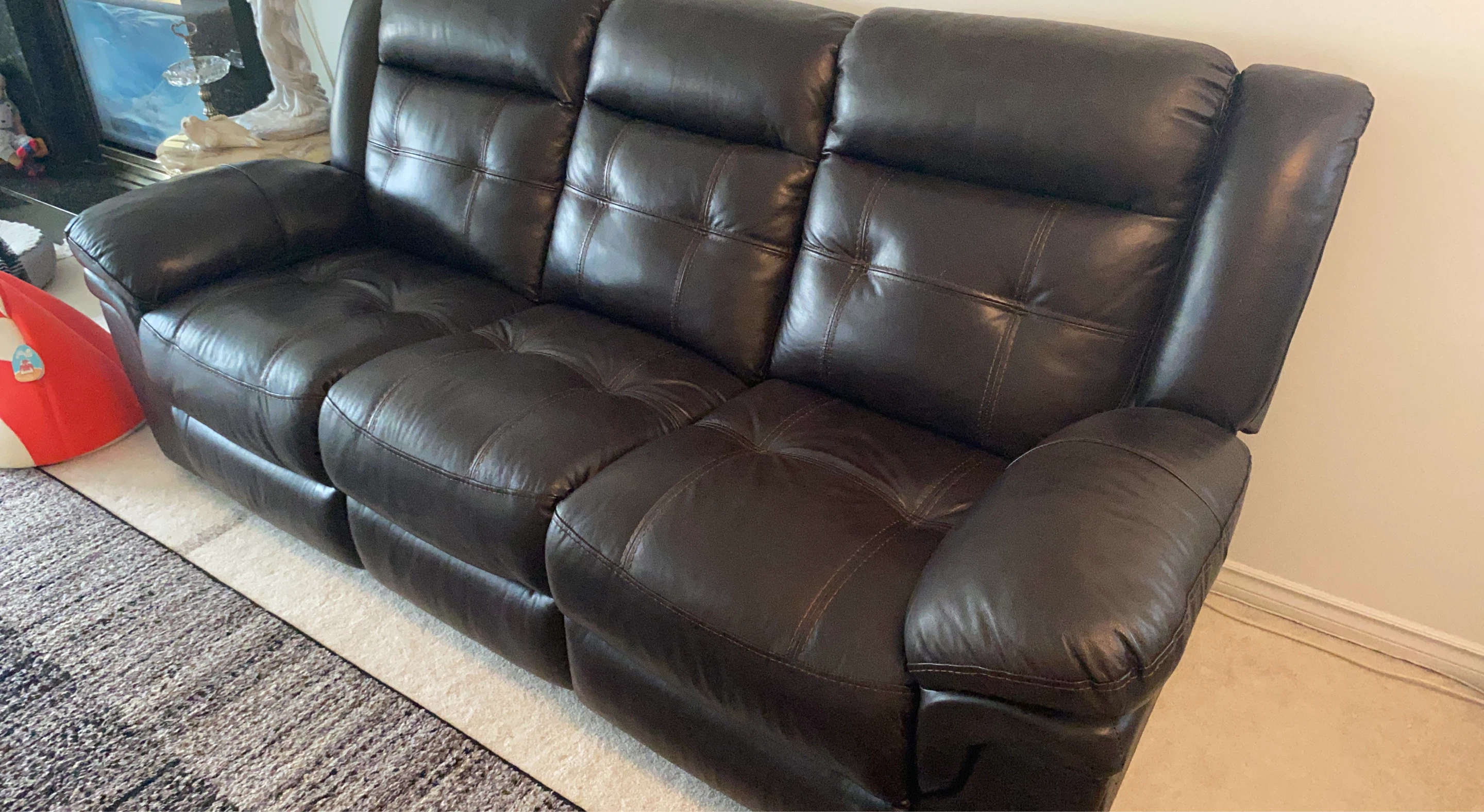 Dark Brown Leather Reclining Sofa