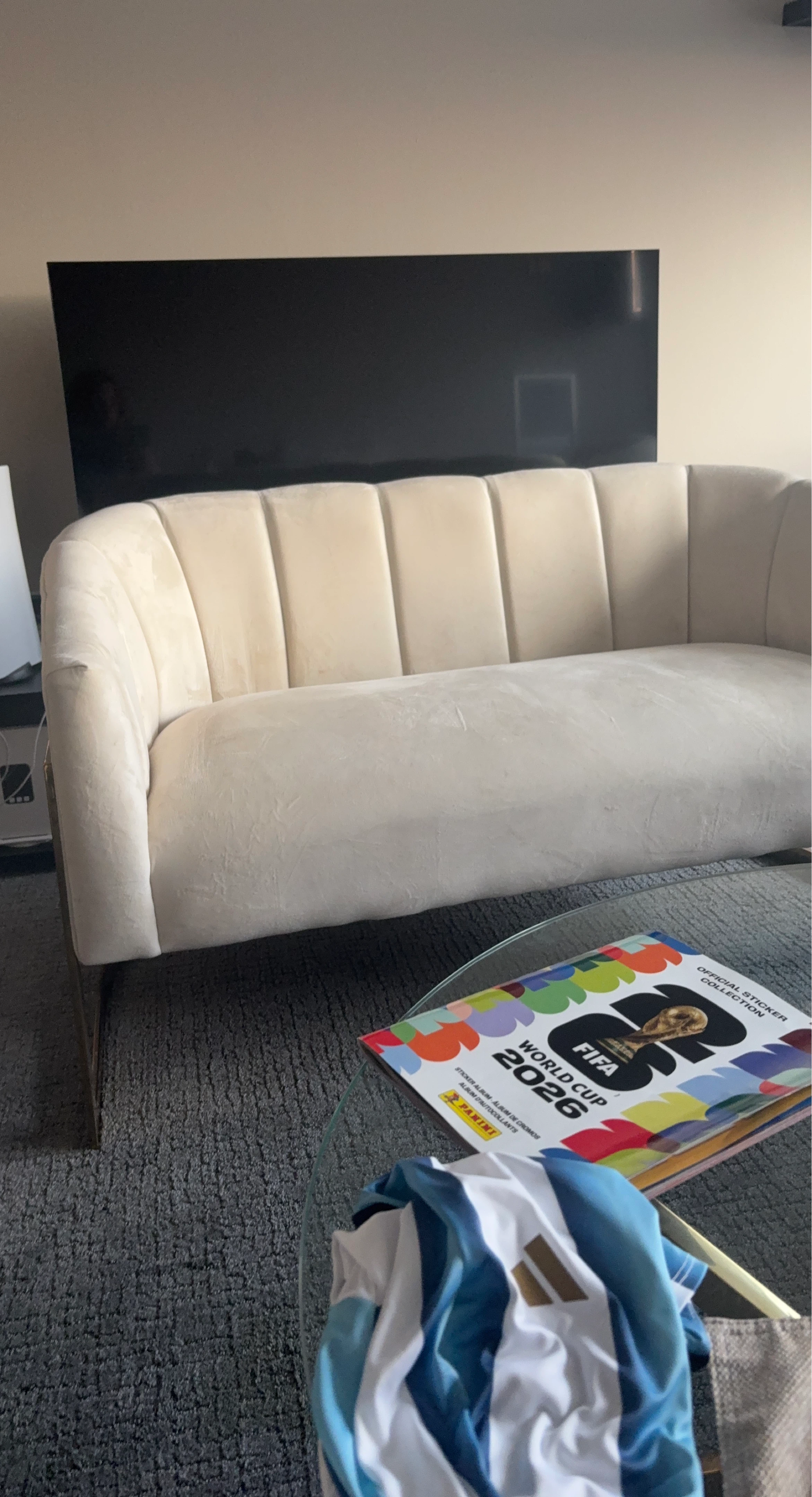 Cream Velvet Loveseat