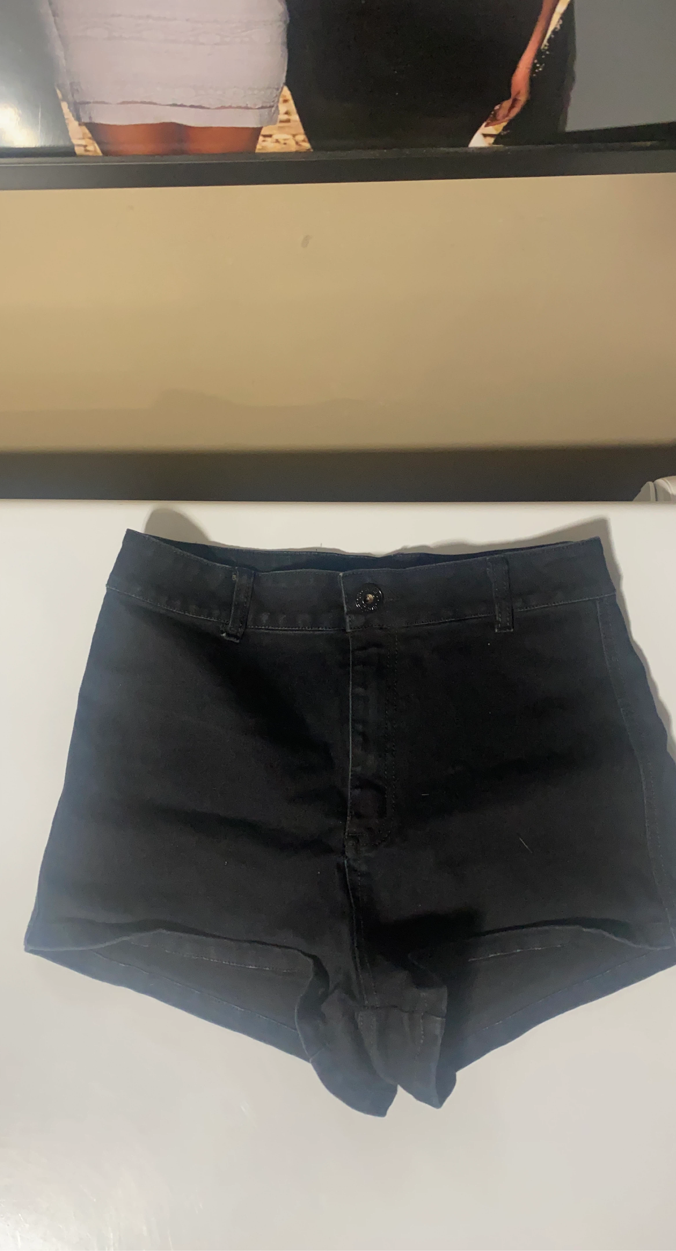 Black high waisted denim shorts