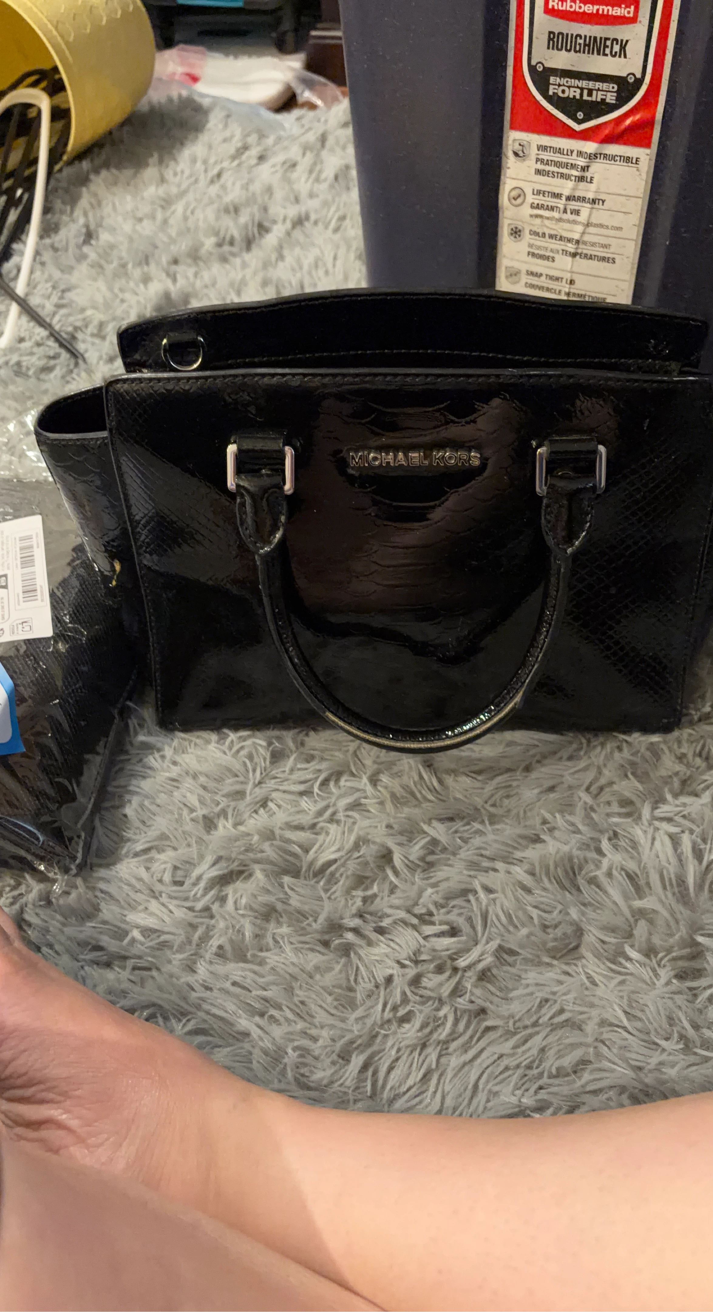 Michael Kors Black Patent Leather Satchel Handbag