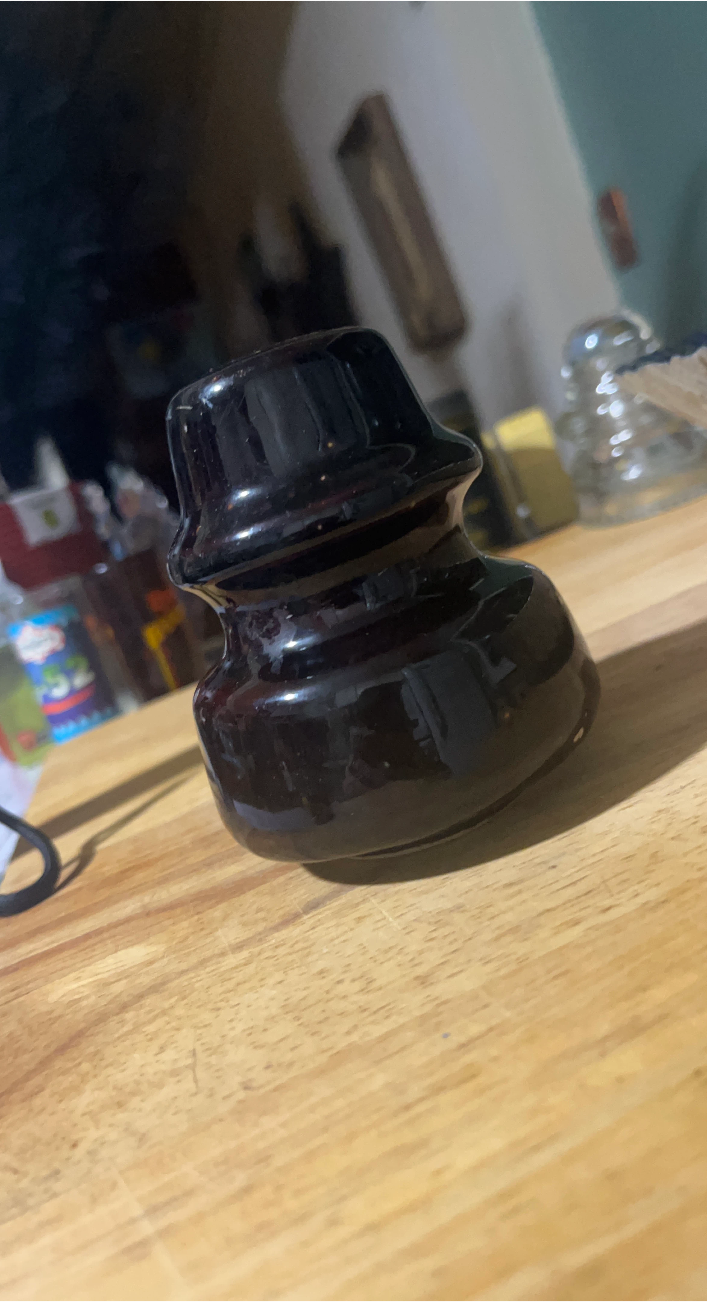 Vintage Brown Glass Electrical Insulator