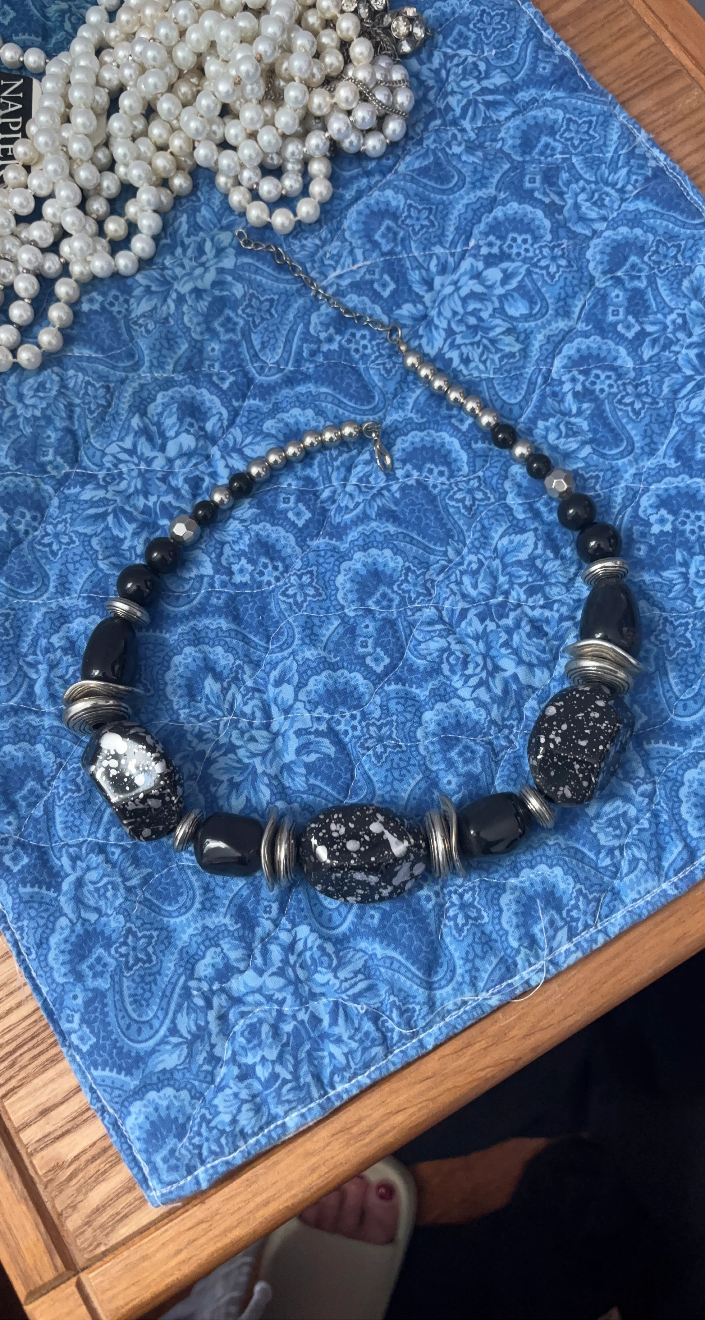 Black and Silver Chunky Beaded Necklace