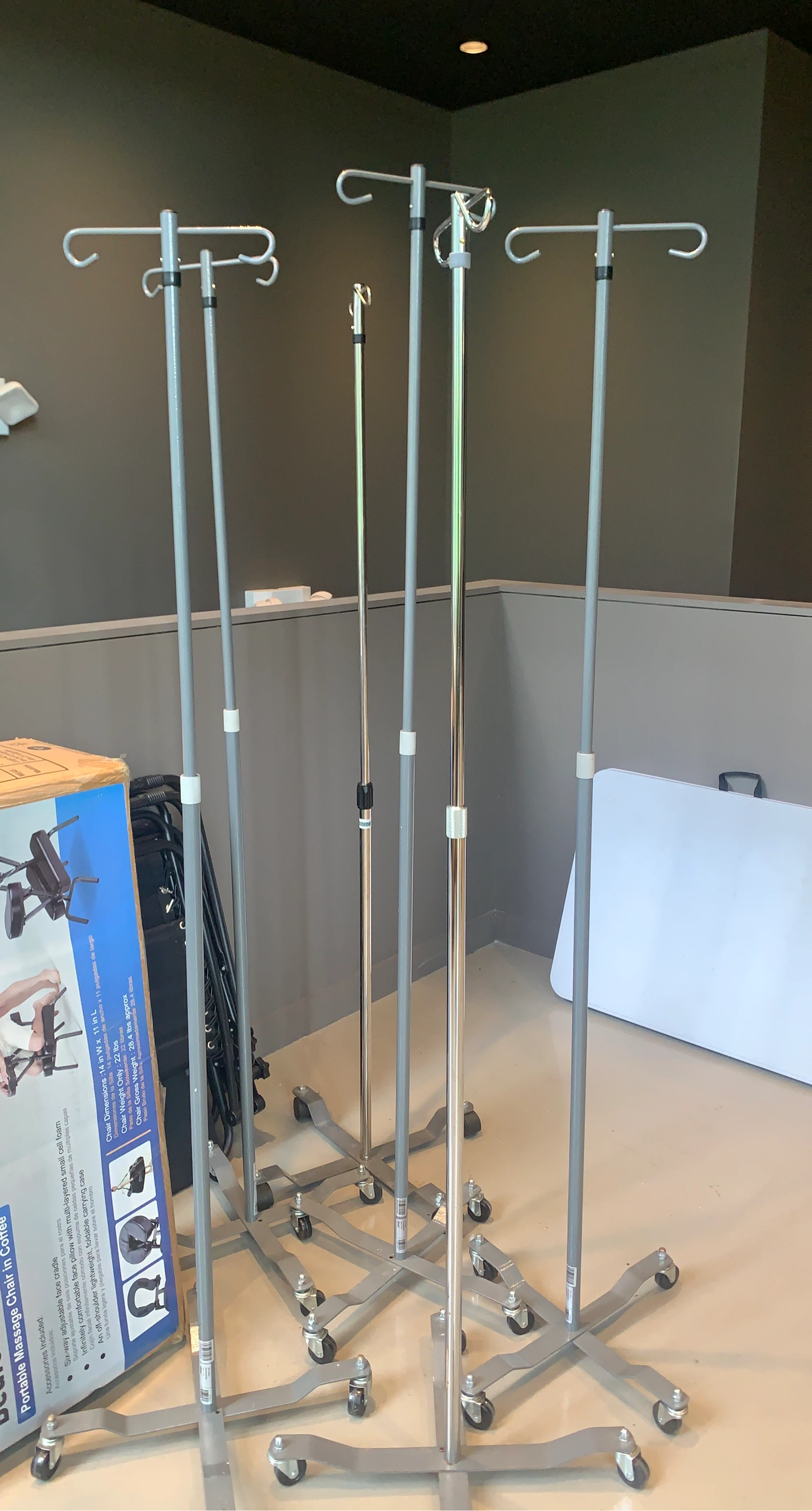 Set of 4 Medical IV Stands with Wheels