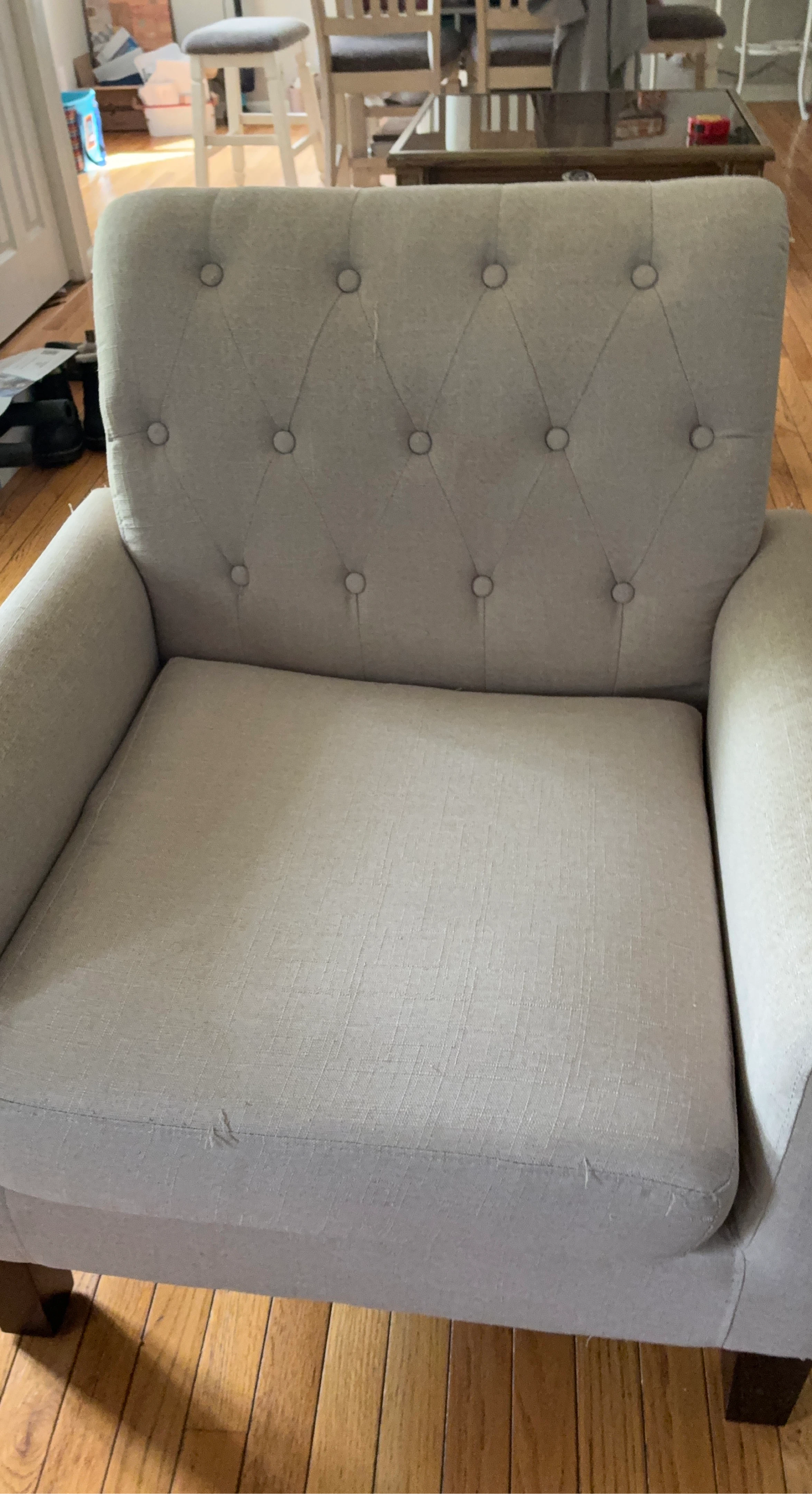 Tufted Accent Chair - Light Gray