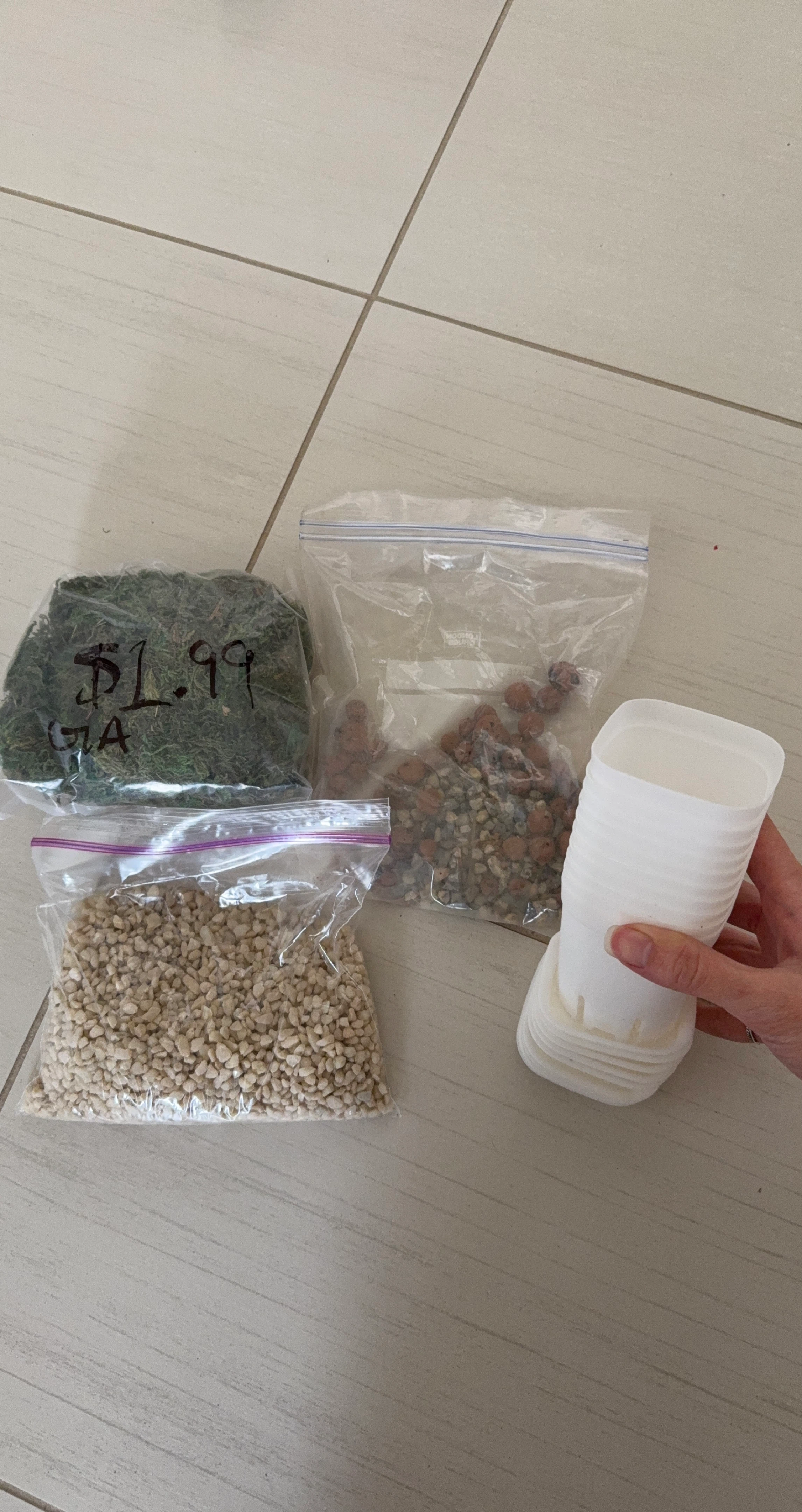 Planting Supplies - Pots, Soil, Perlite, and Drainage Rocks
