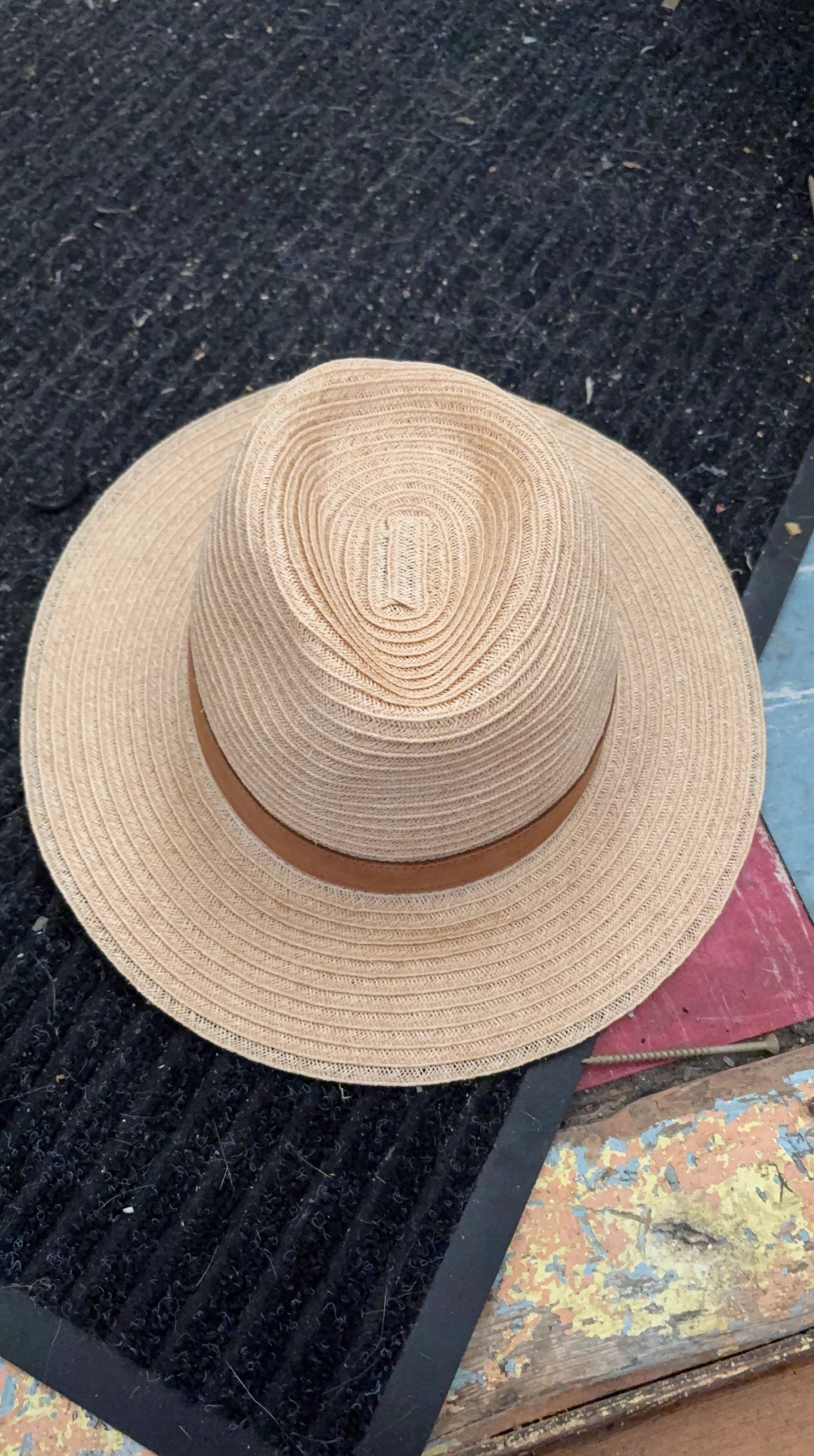 Straw Hat with Brown Band