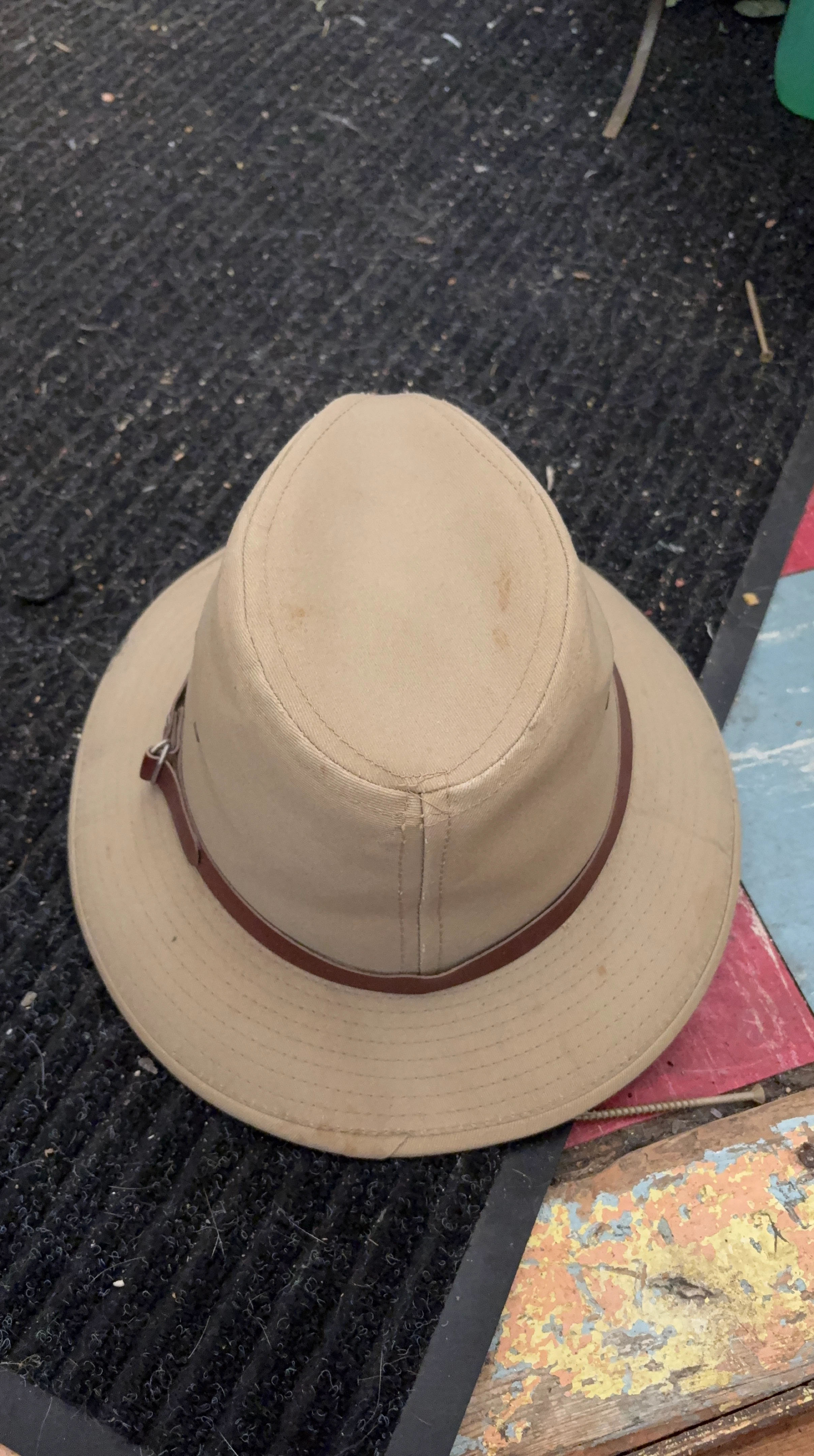 Khaki Safari Hat with Leather Band
