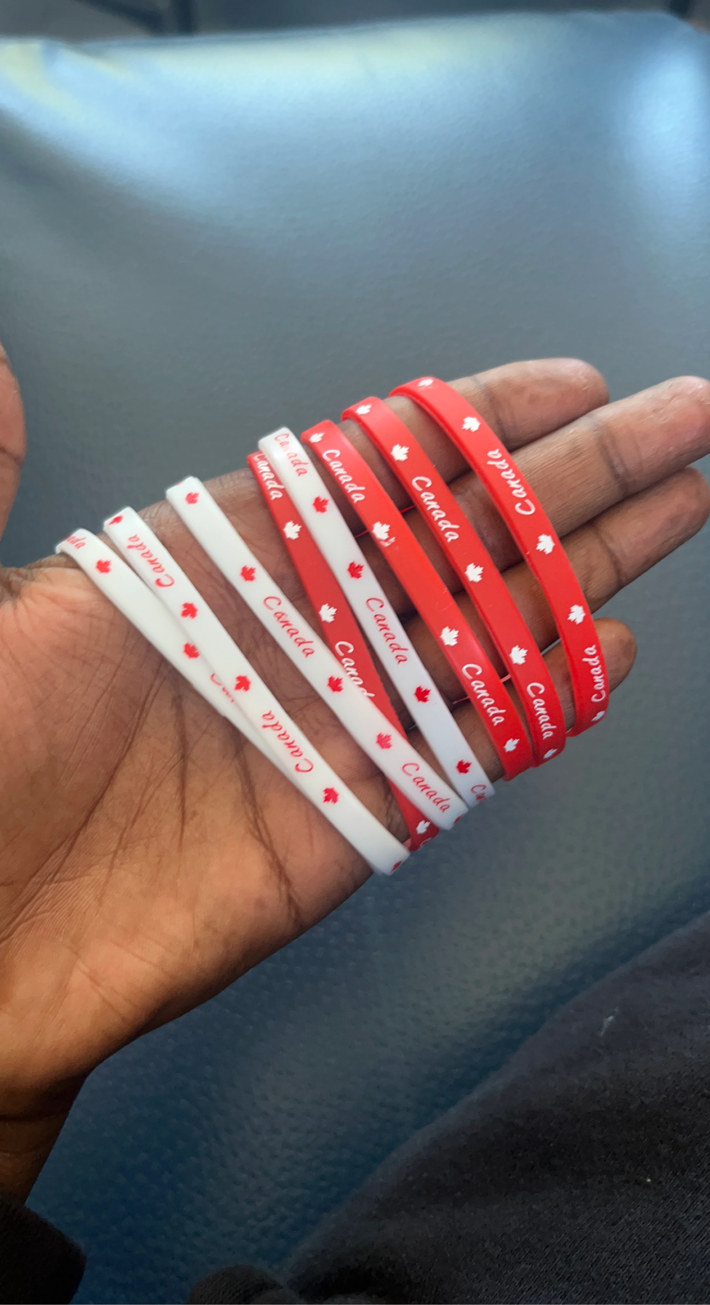 Canada Maple Leaf & Text Silicone Wristbands (Set of 8)