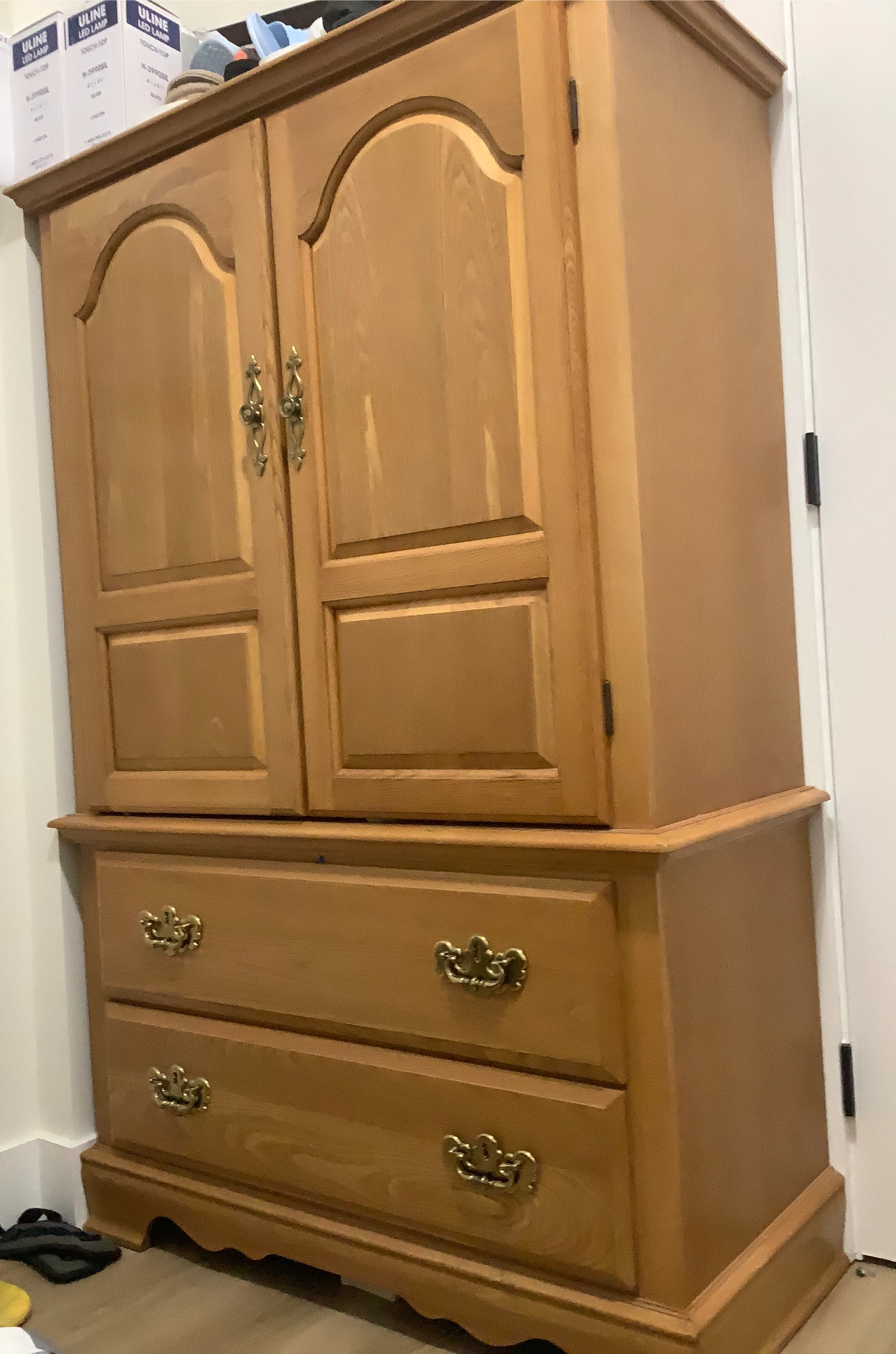 Light Oak Armoire and Dresser Combo