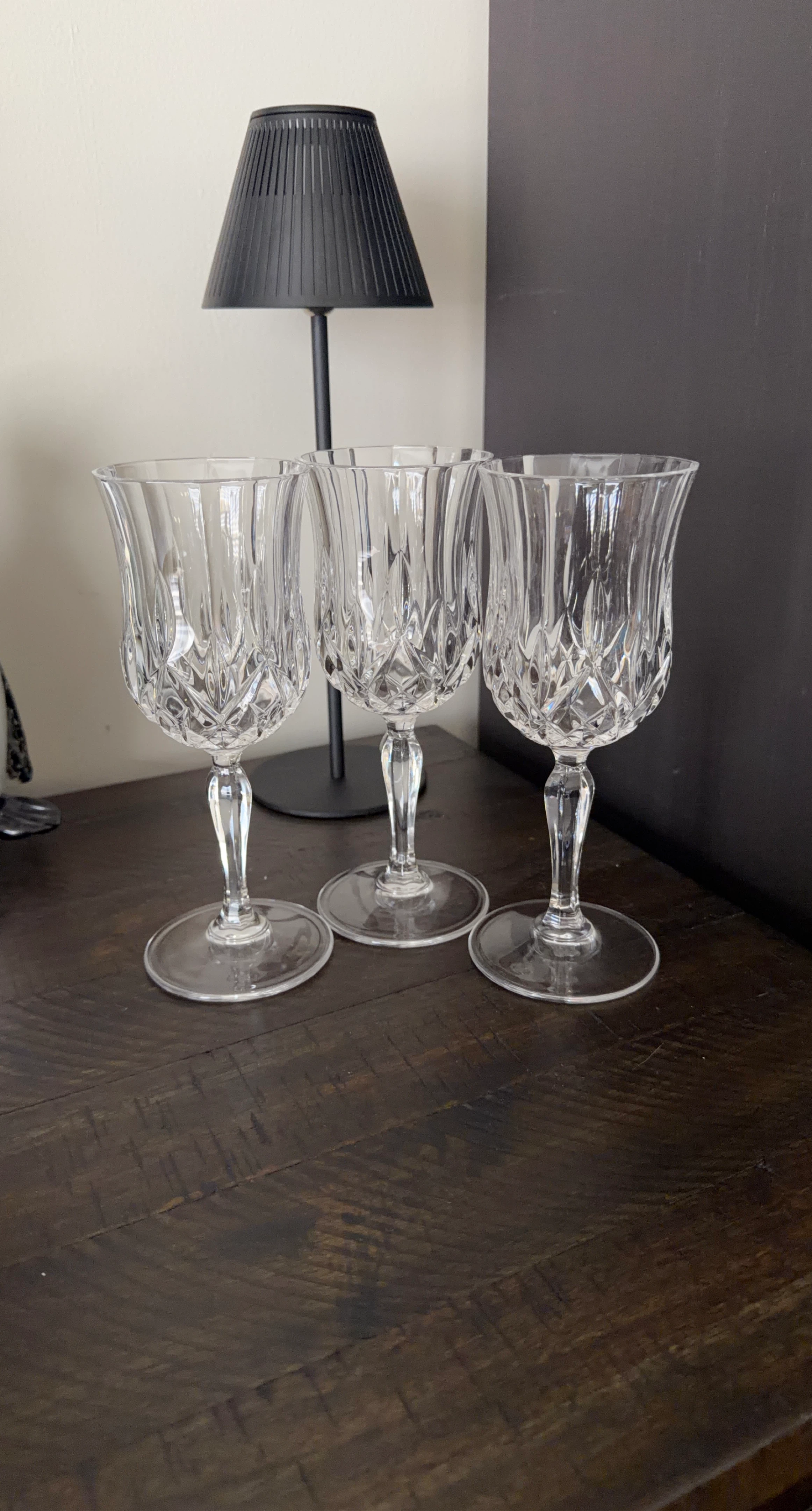 Set of 3 Crystal Wine Glasses