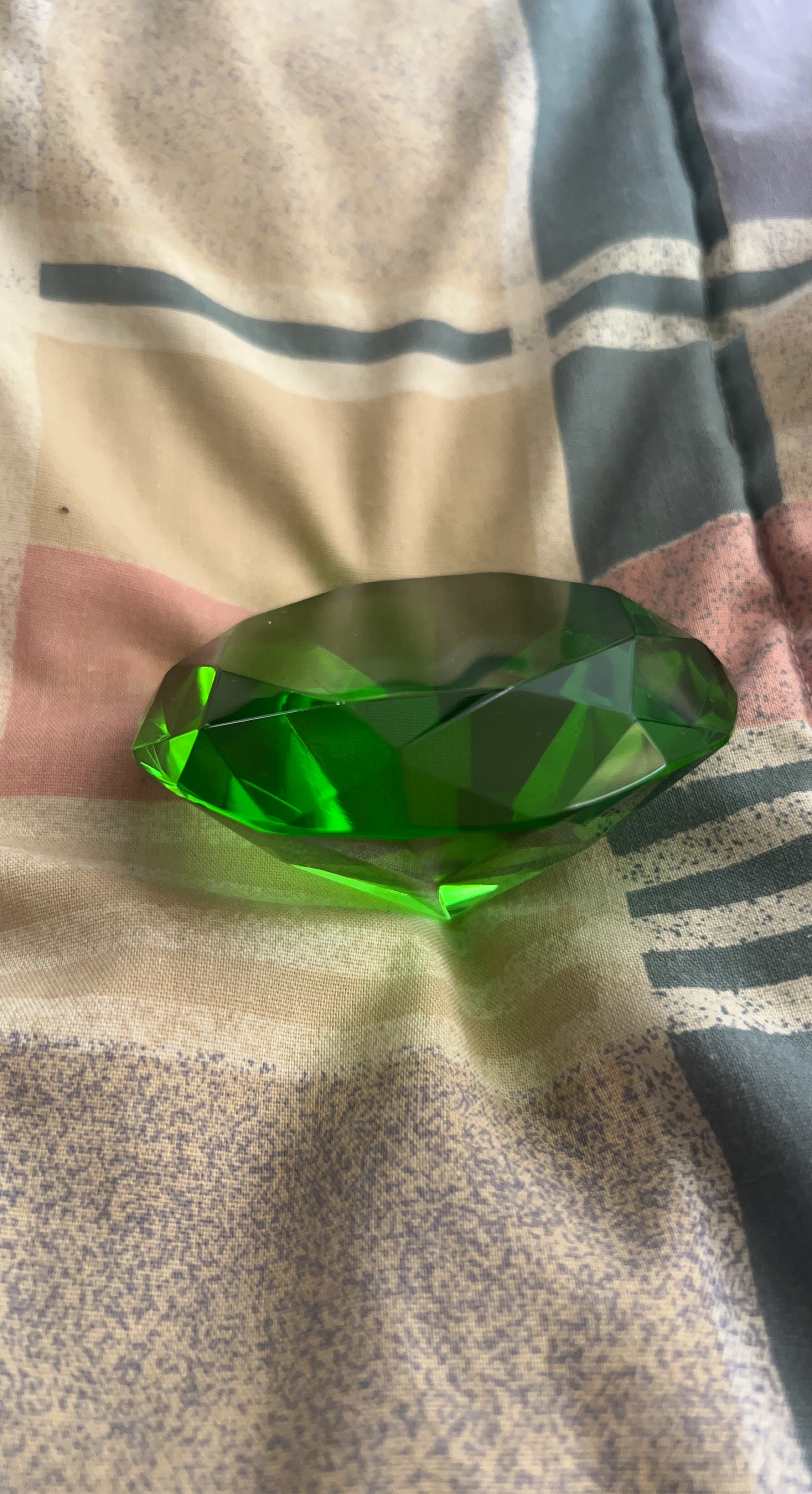Large Green Faceted Gemstone Decor