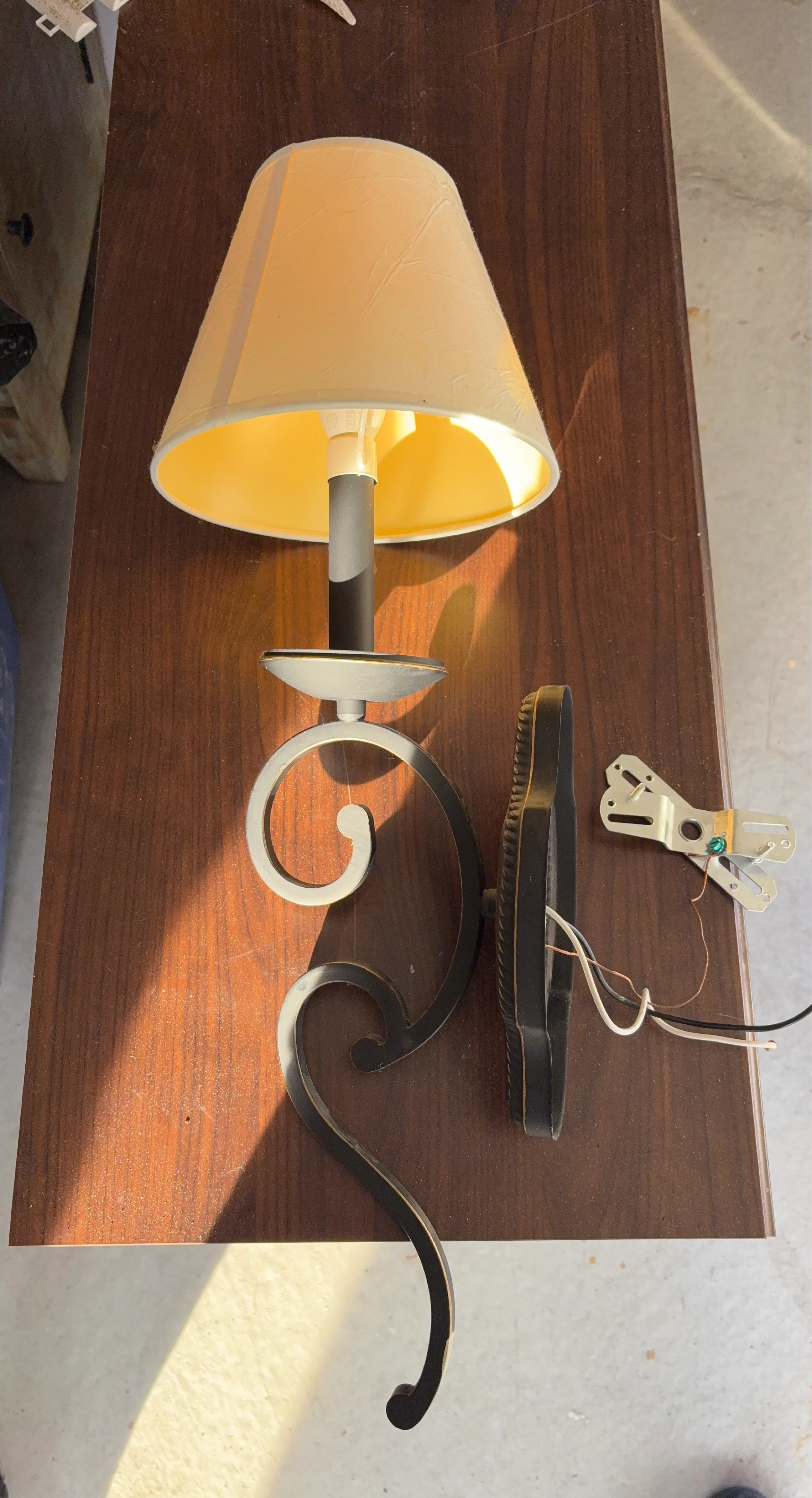 Scroll Arm Sconce with Fabric Shade