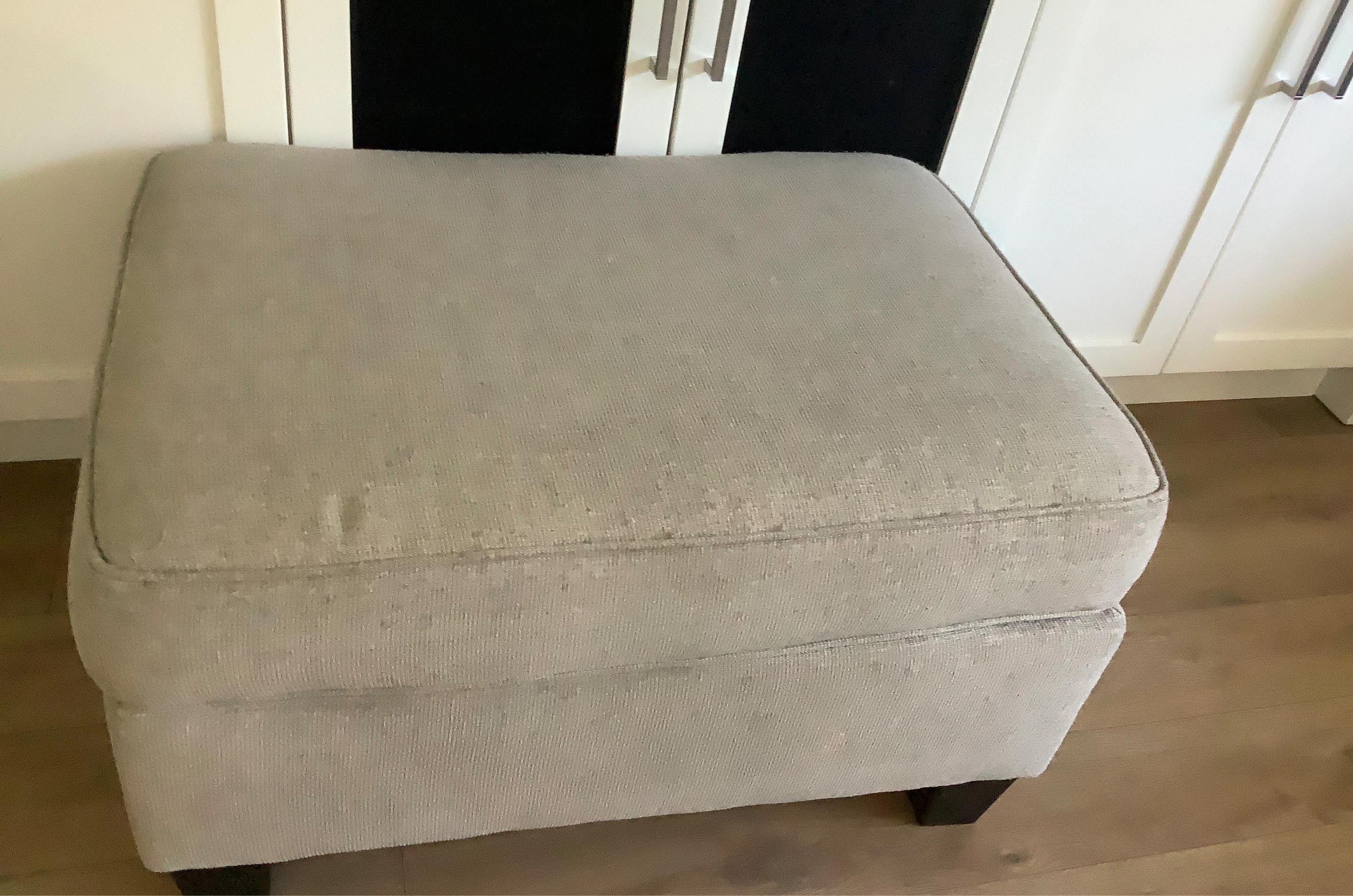 Square Upholstered Ottoman Footrest - Light Grey