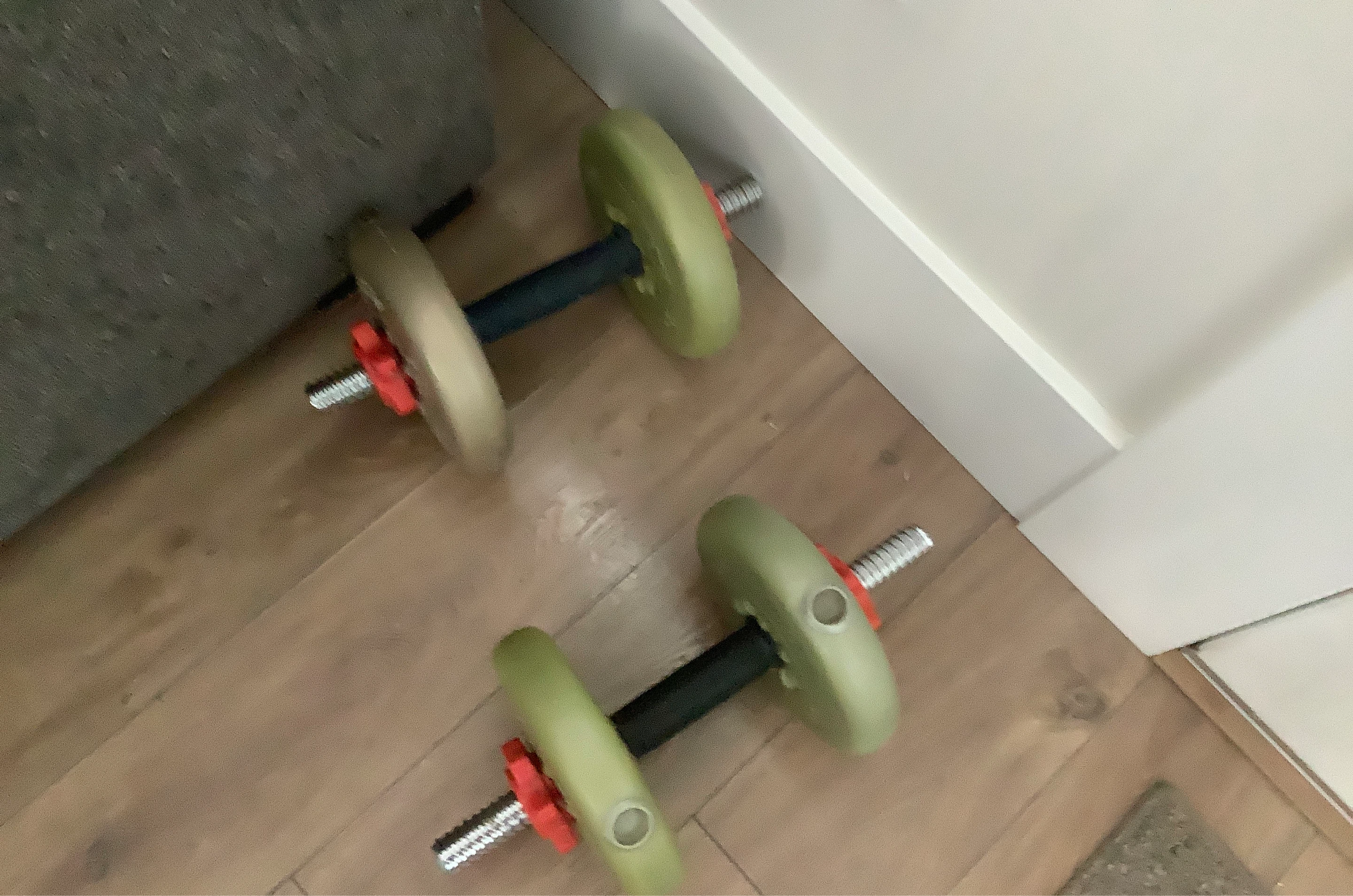 Adjustable Dumbbell Set with Green Plates