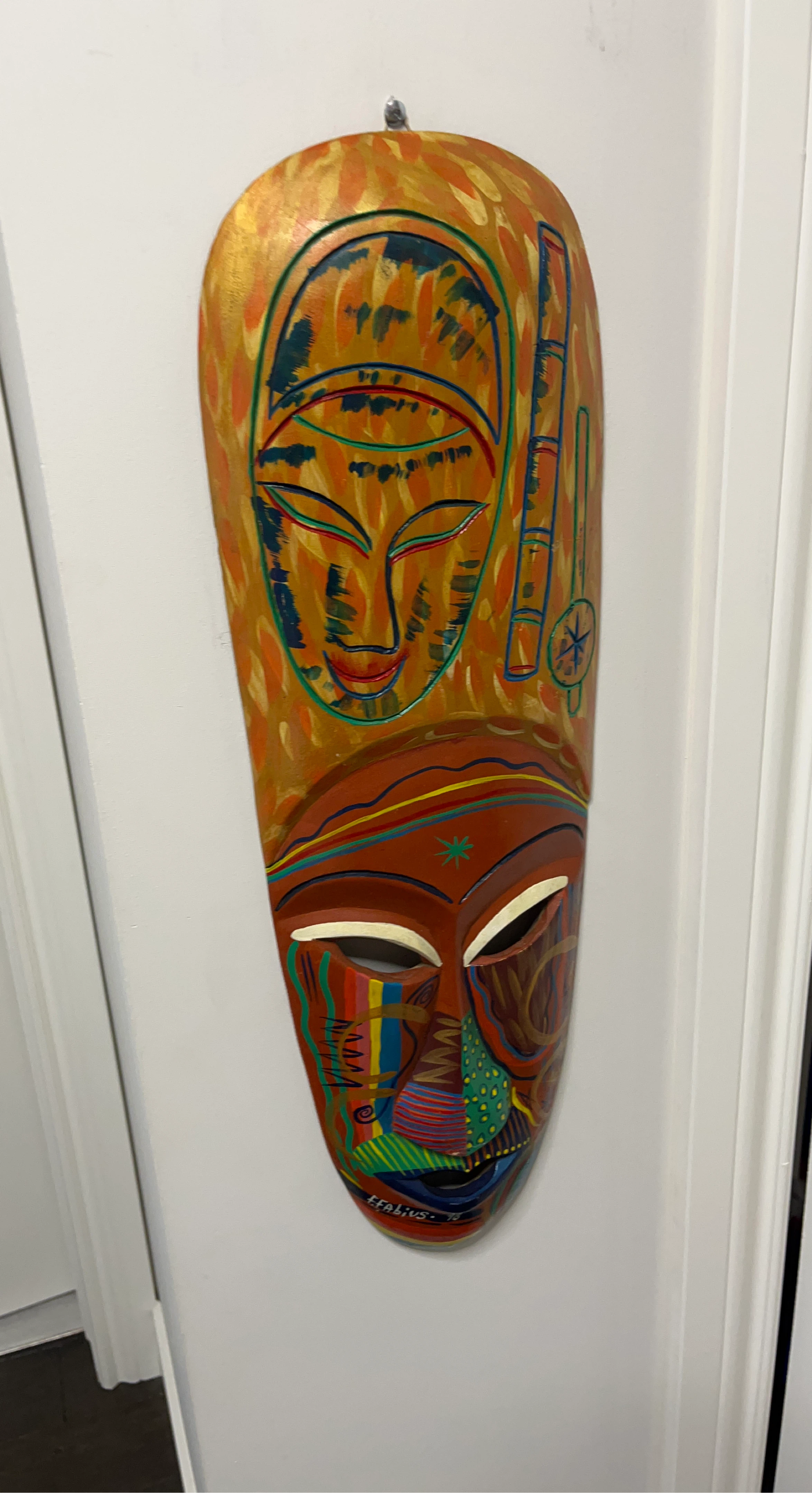 Hand-Painted Wooden Tribal Mask