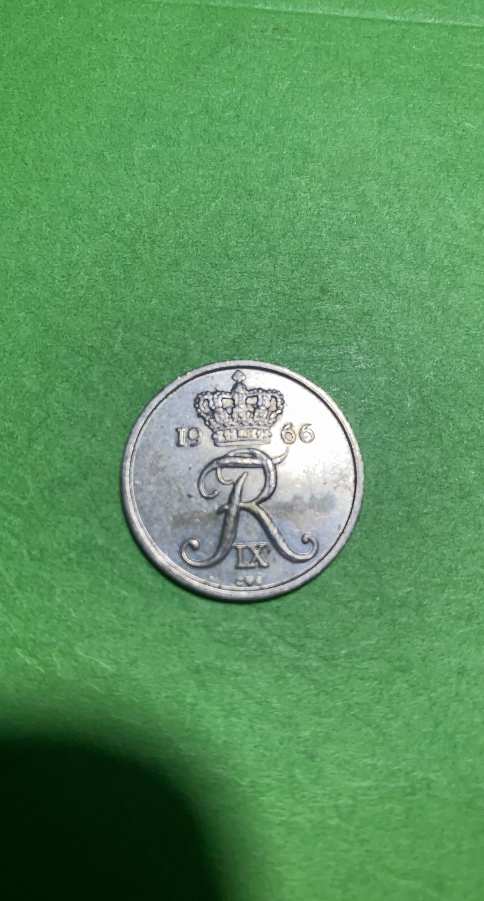Denmark 25 Ore Coin 1966