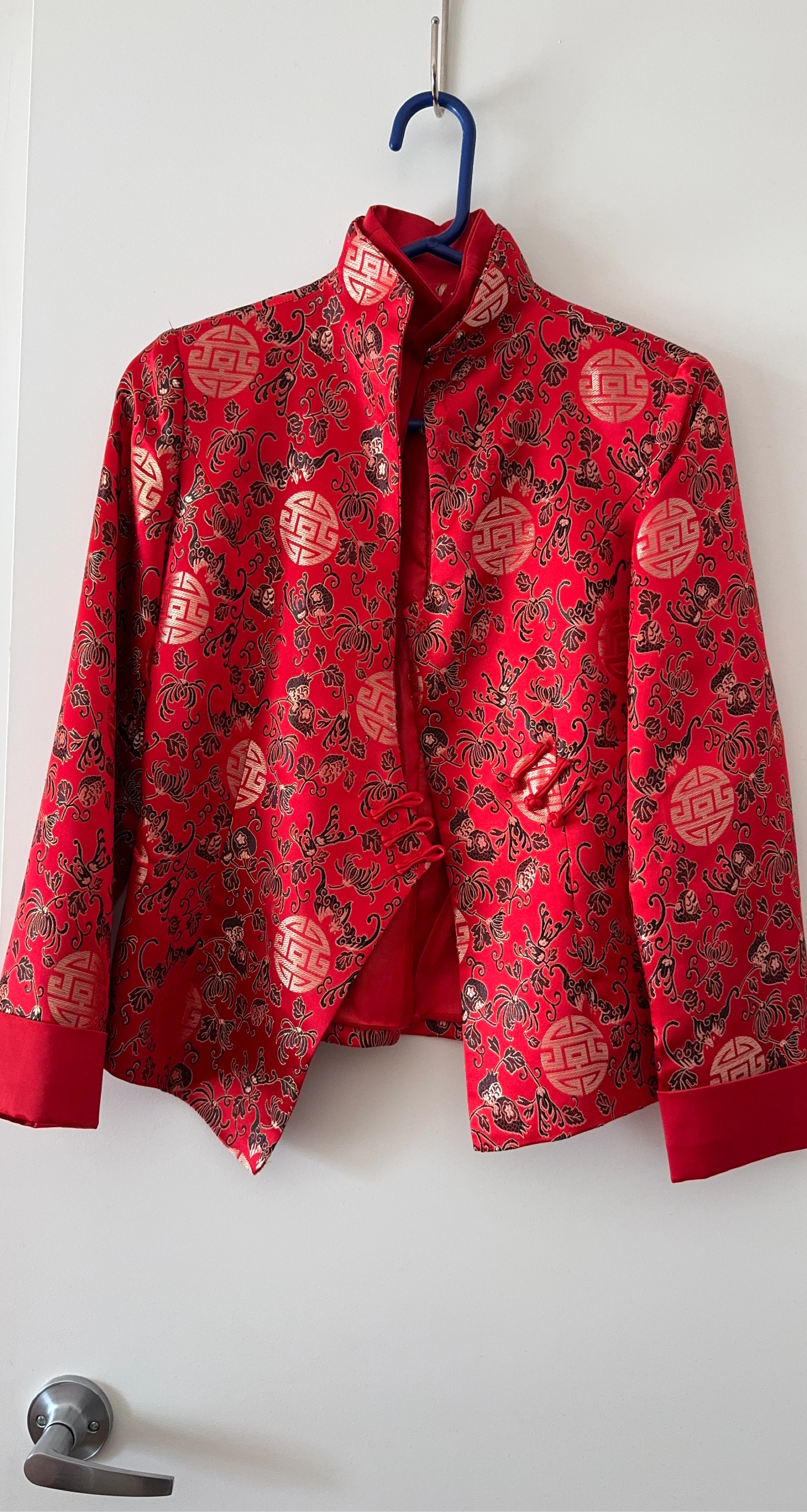 Red Brocade Jacket with Gold Pattern