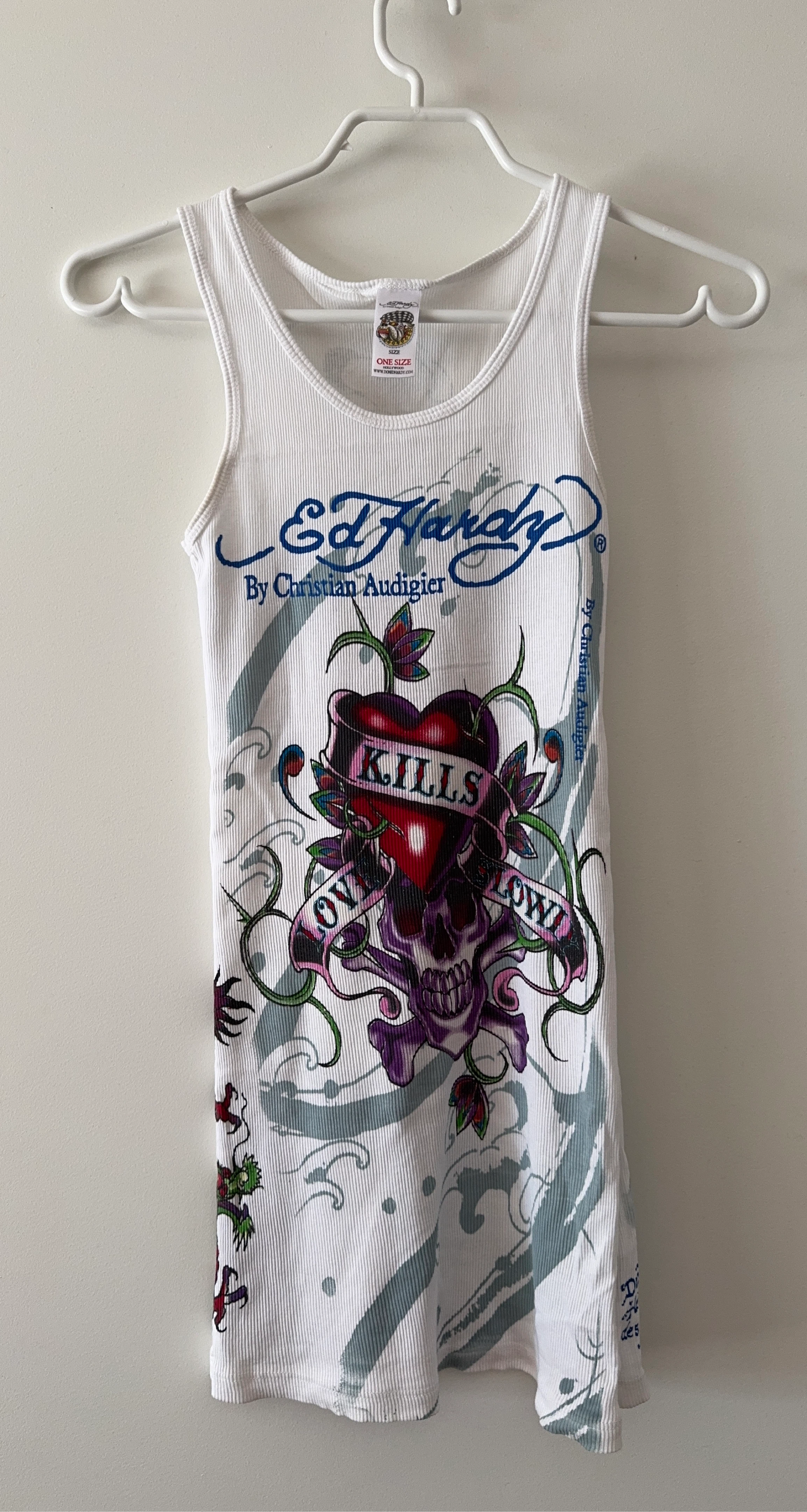 Ed Hardy White Tank Top - One Size