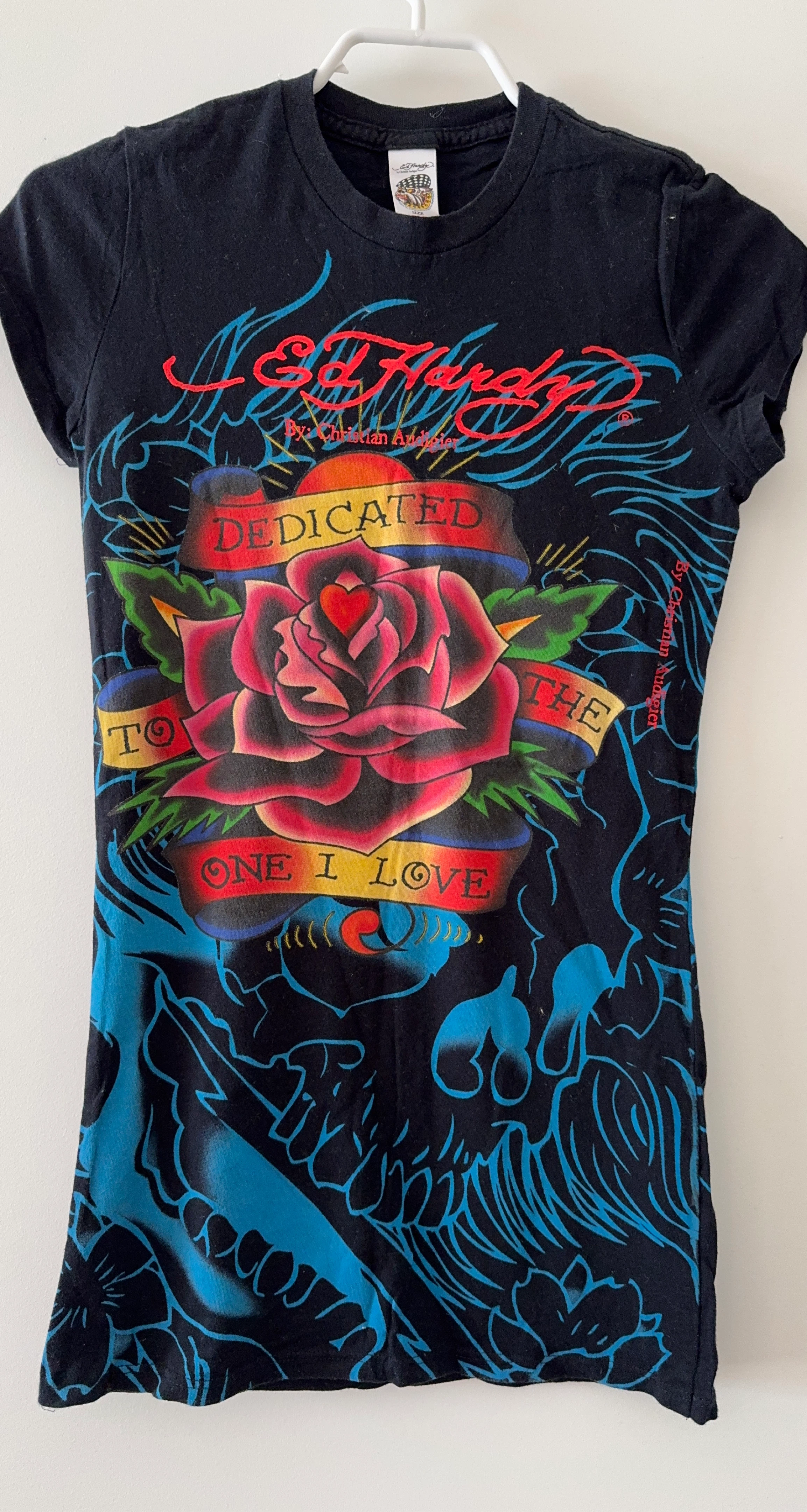 Ed Hardy Black Rose Graphic T-Shirt