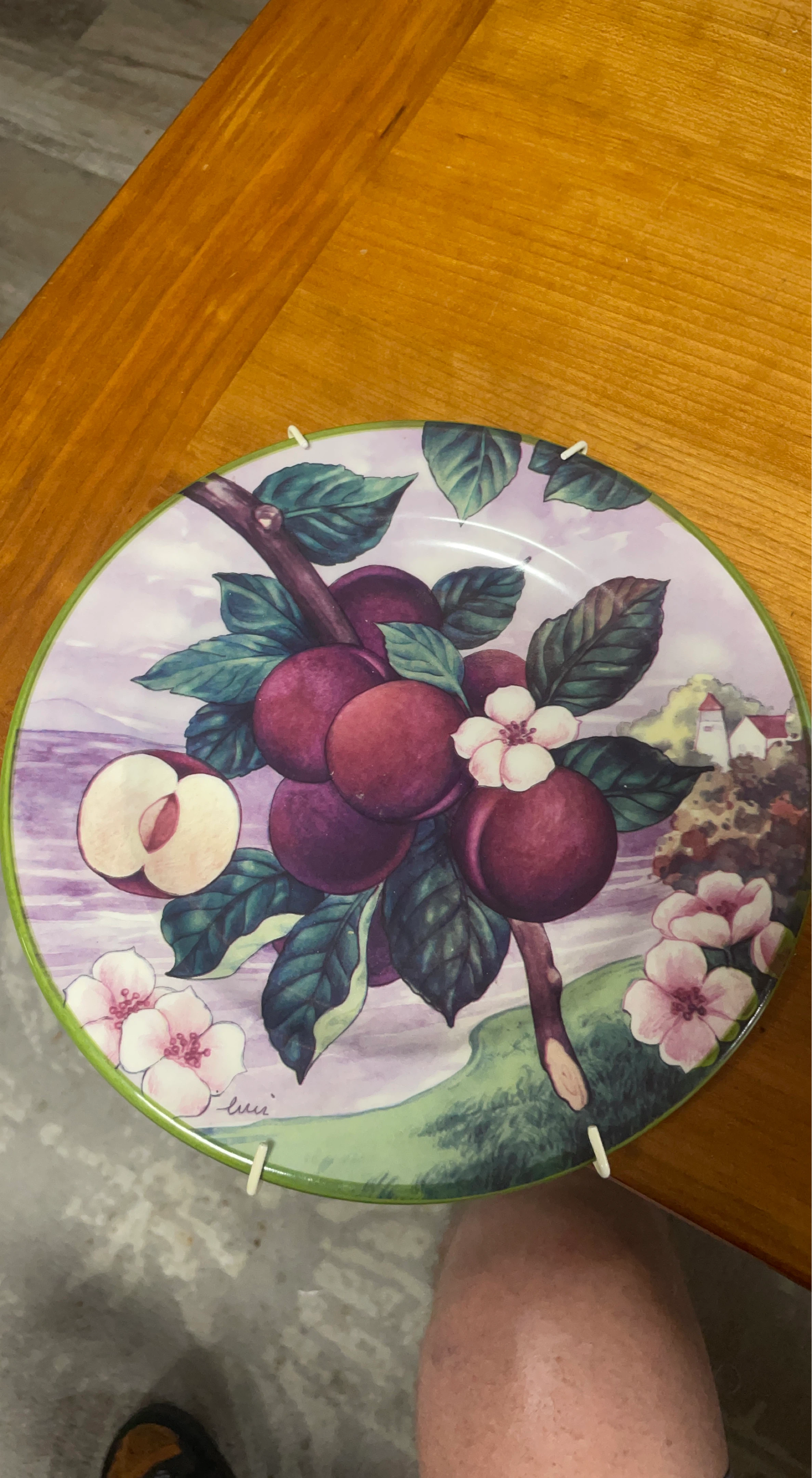 Decorative Plate with Plums and Flowers