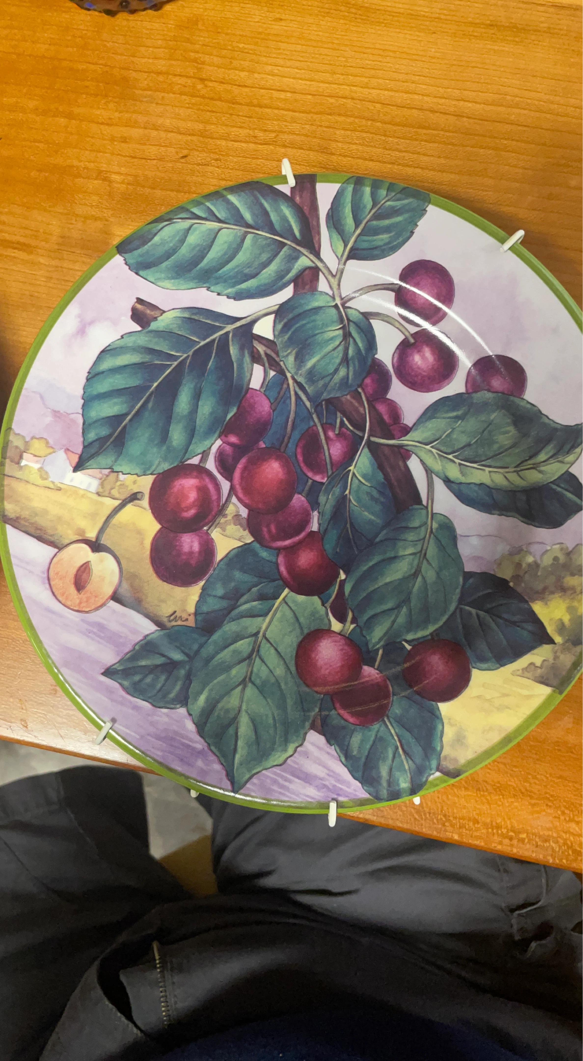 Decorative Plate with Cherries