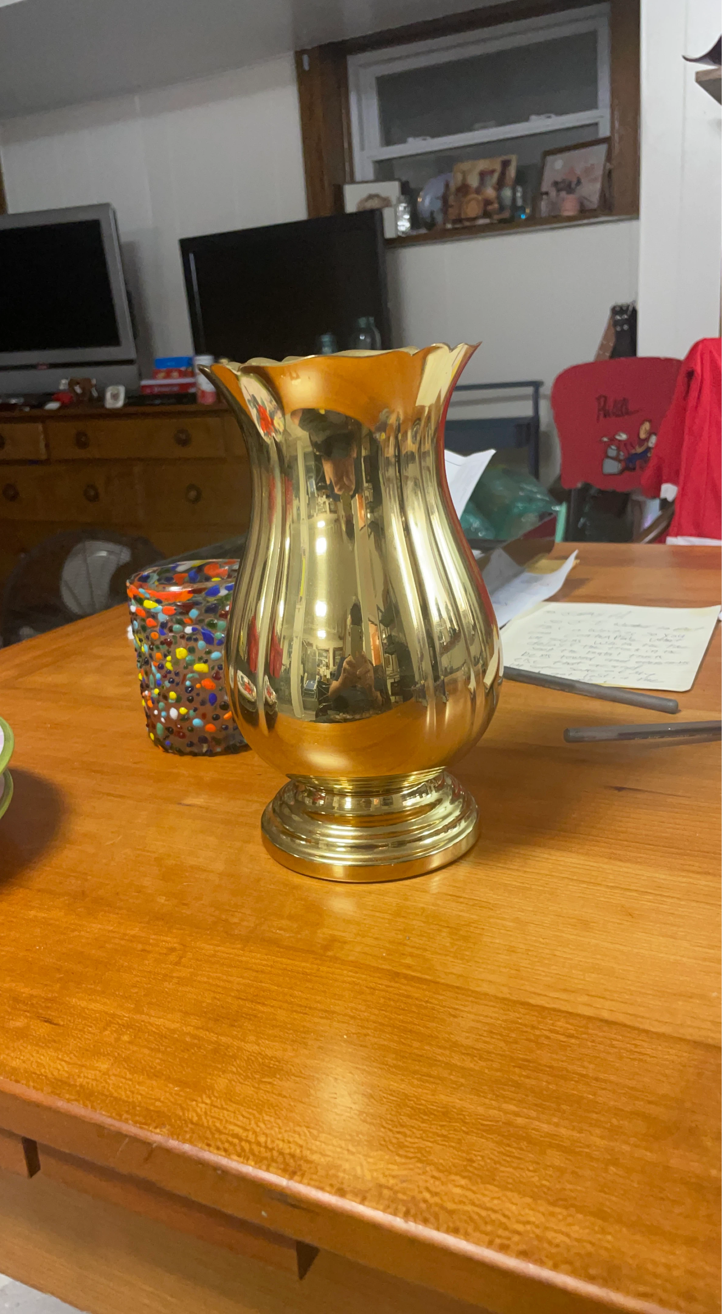 Gold Colored Decorative Vase