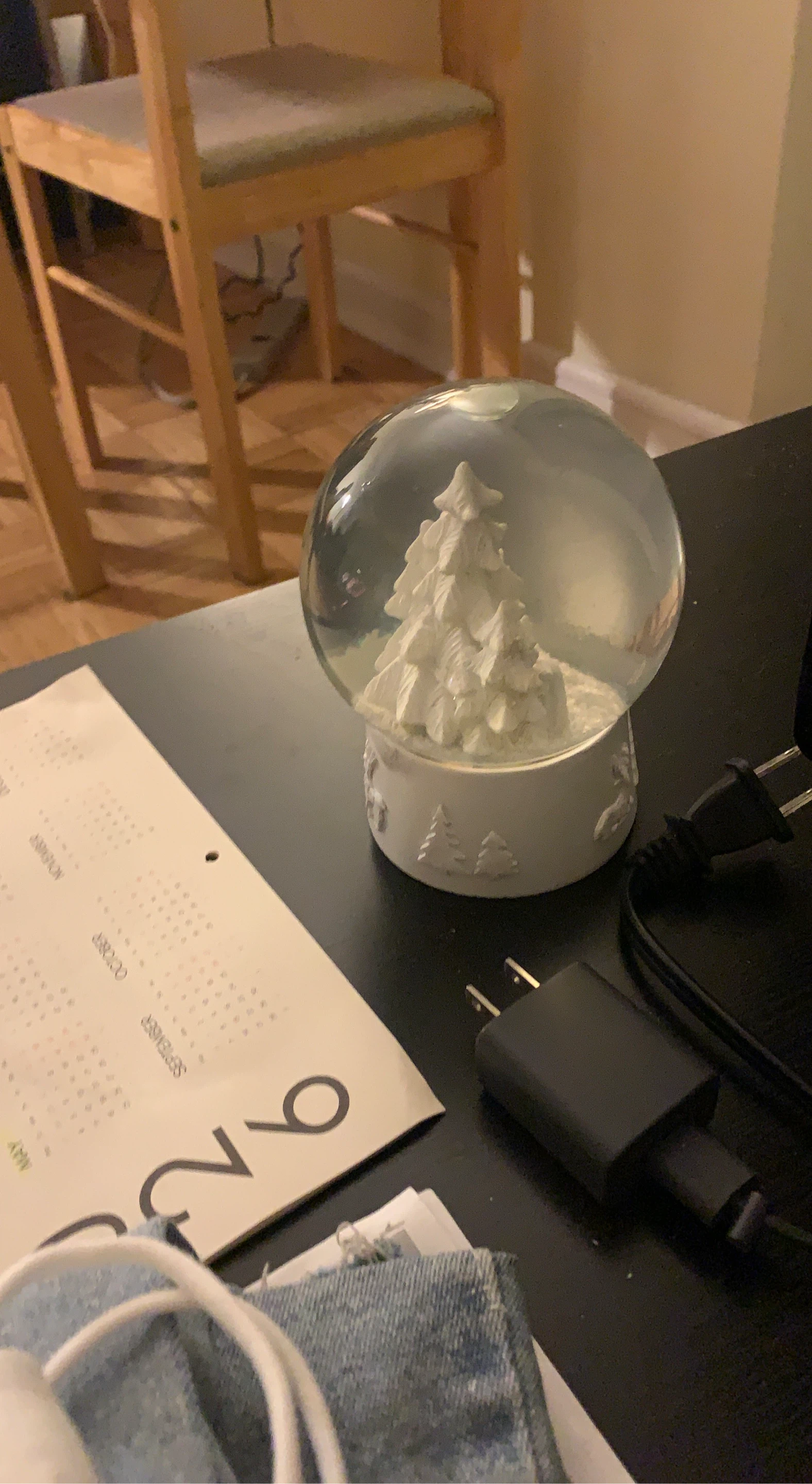 White Christmas Tree Snow Globe