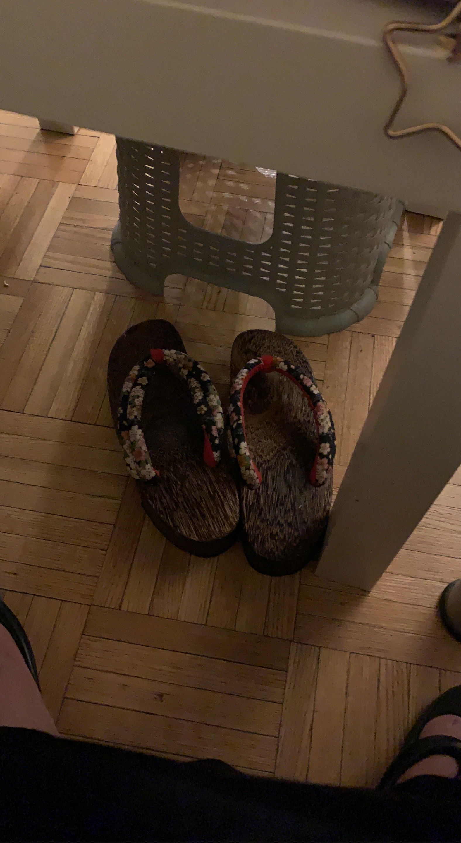 Wooden no Geta Sandals with Floral Straps