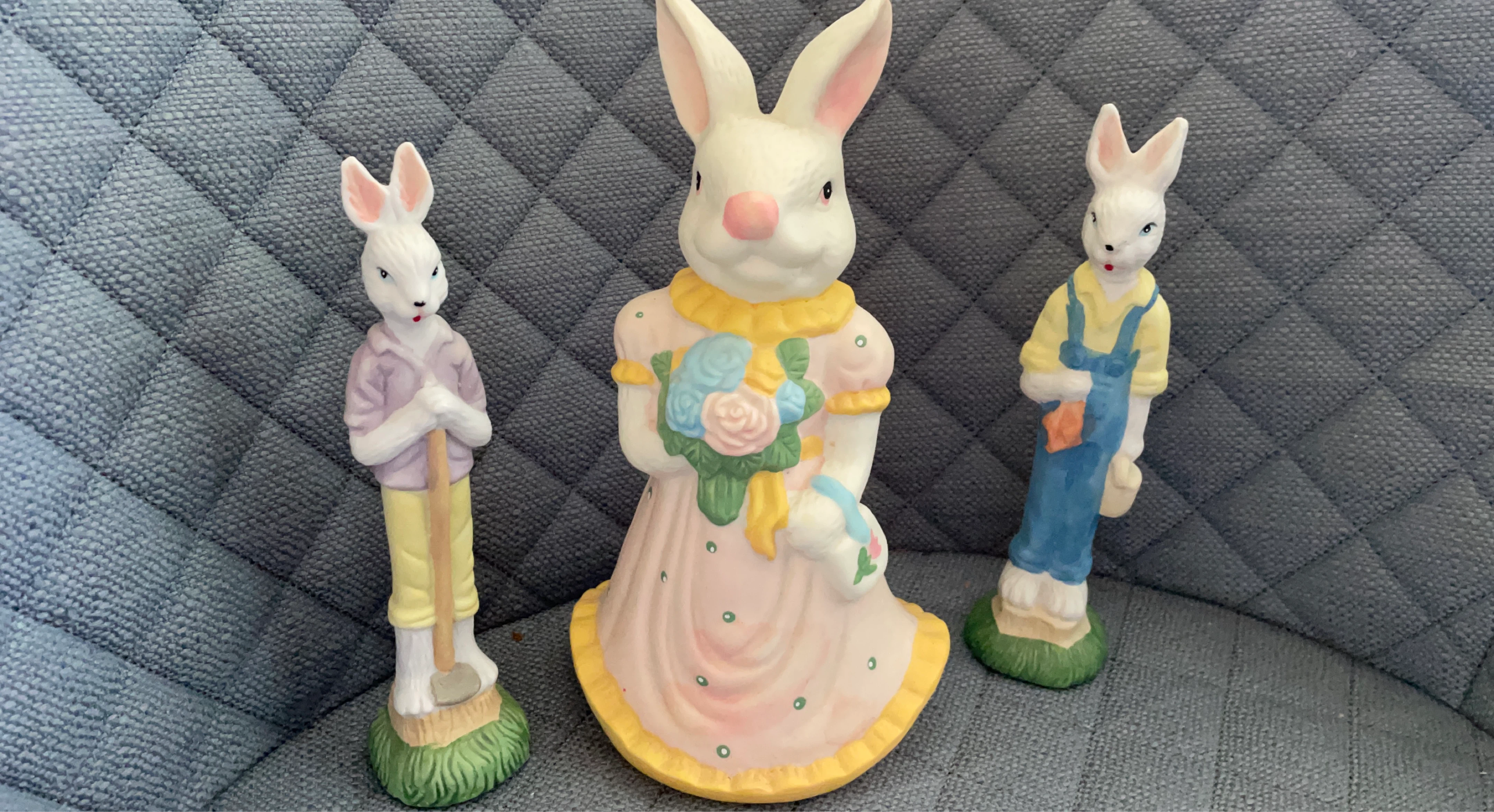 Ceramic Easter Bunny Figurines Set