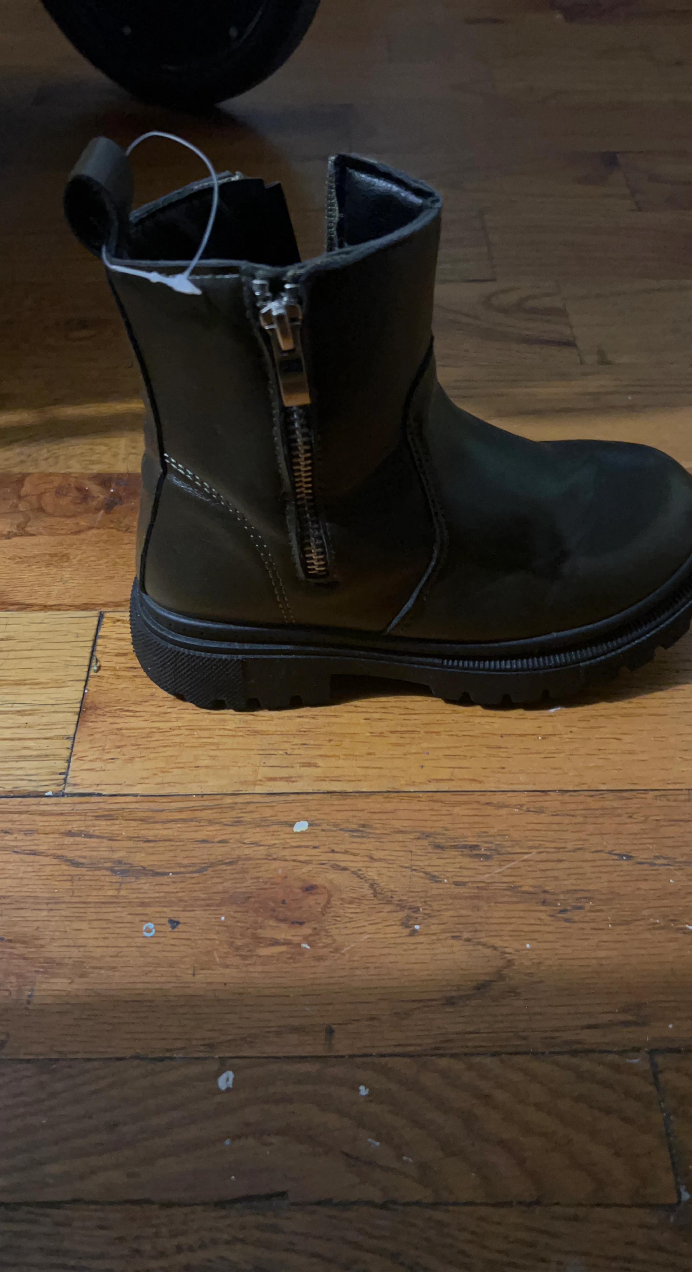 Black Faux Leather Boots with Zipper