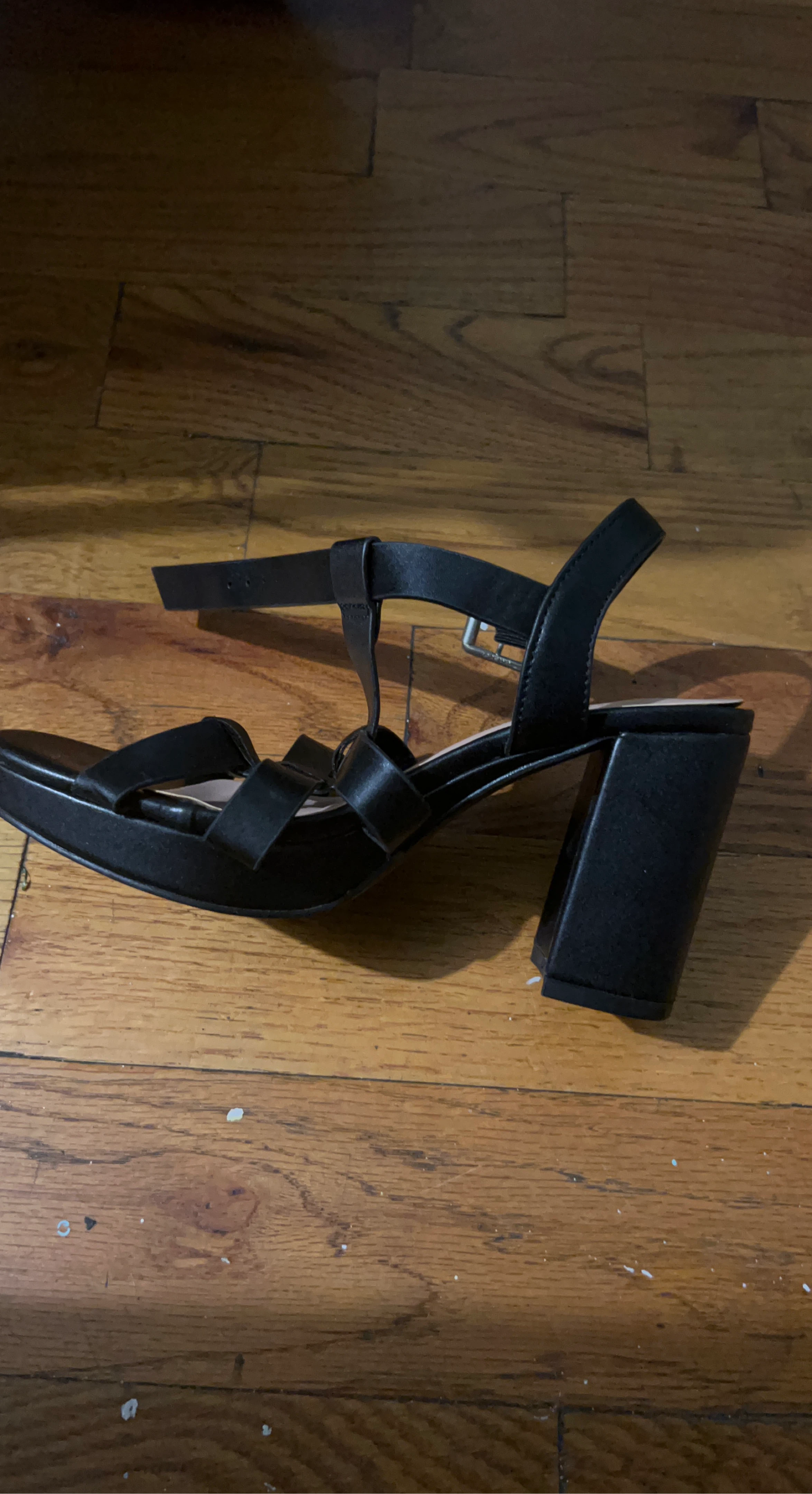 Black Platform Block Heel Sandals
