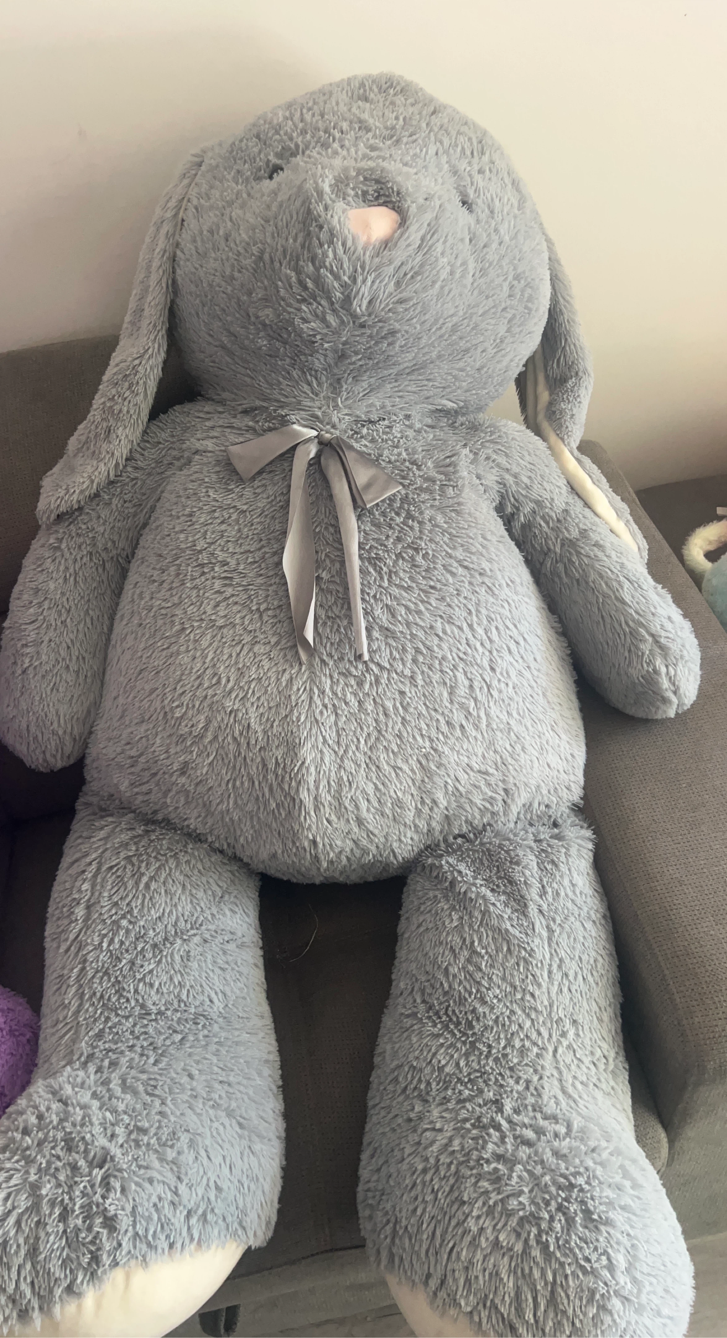 Large Grey Plush Bunny Rabbit Stuffed Animal