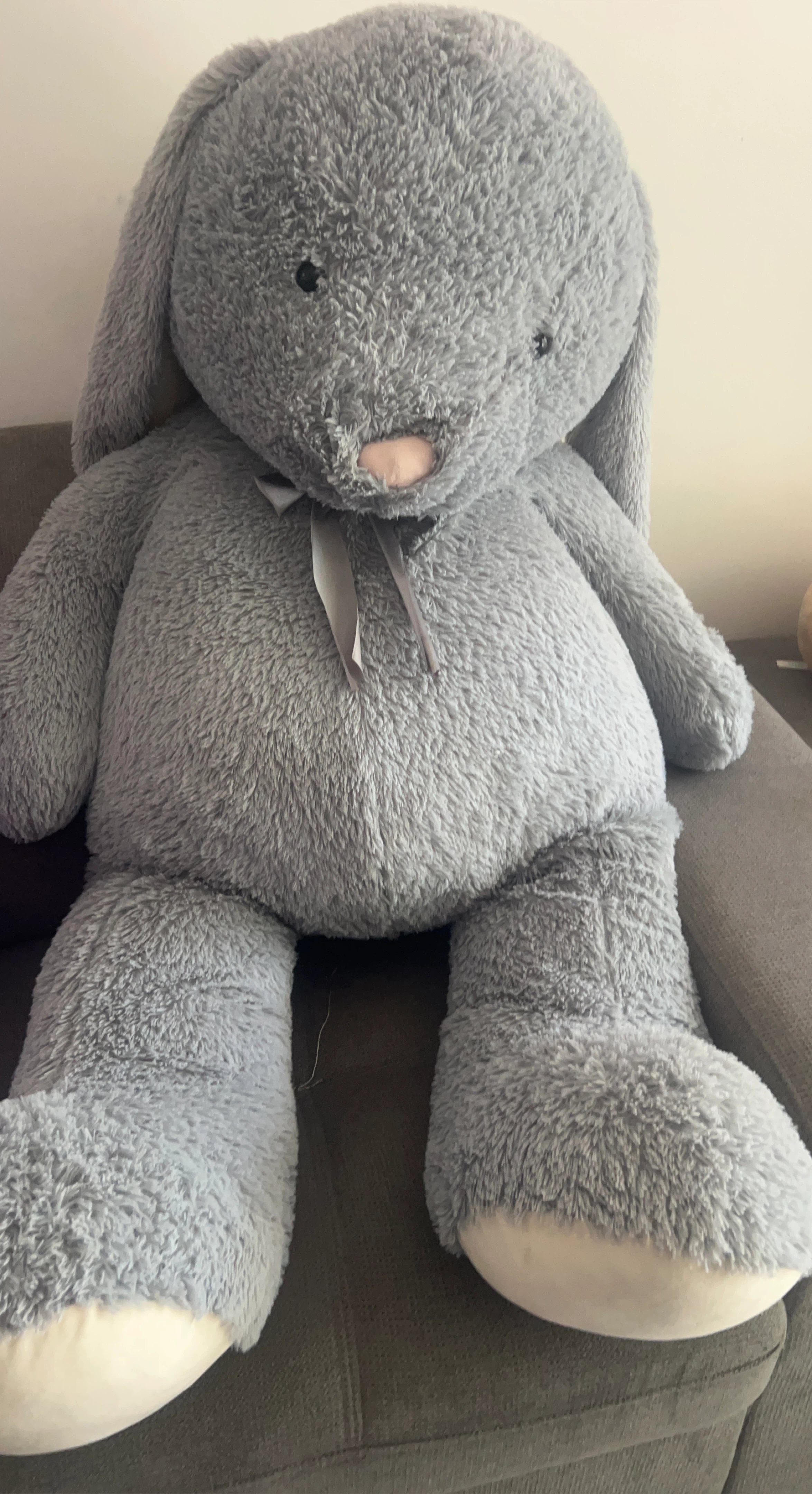 Large Grey Plush Bunny Stuffed Animal